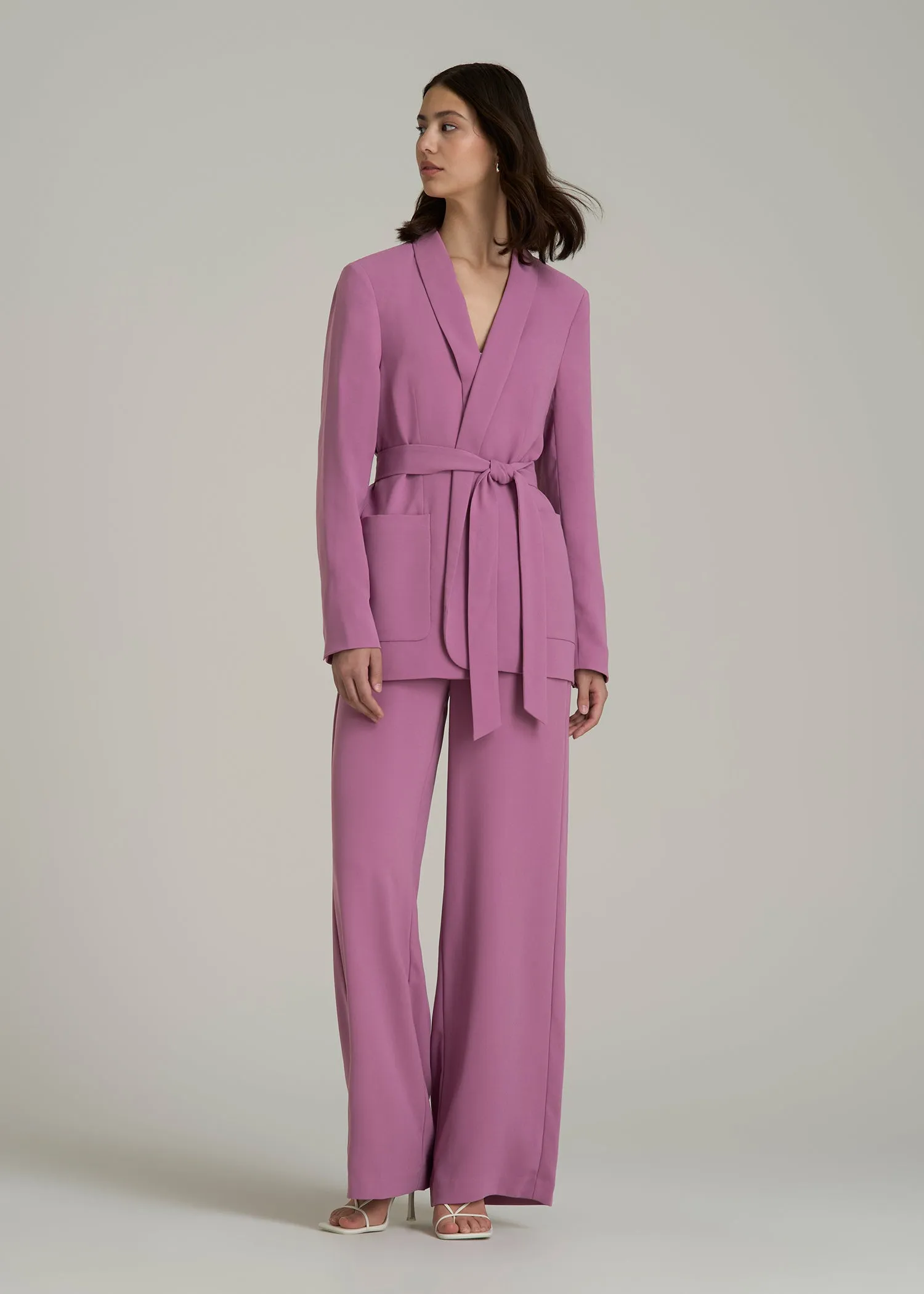 Crepe Wrap Blazer for Tall Women in Argyle Purple sold by American Tall product image thumbnail 4