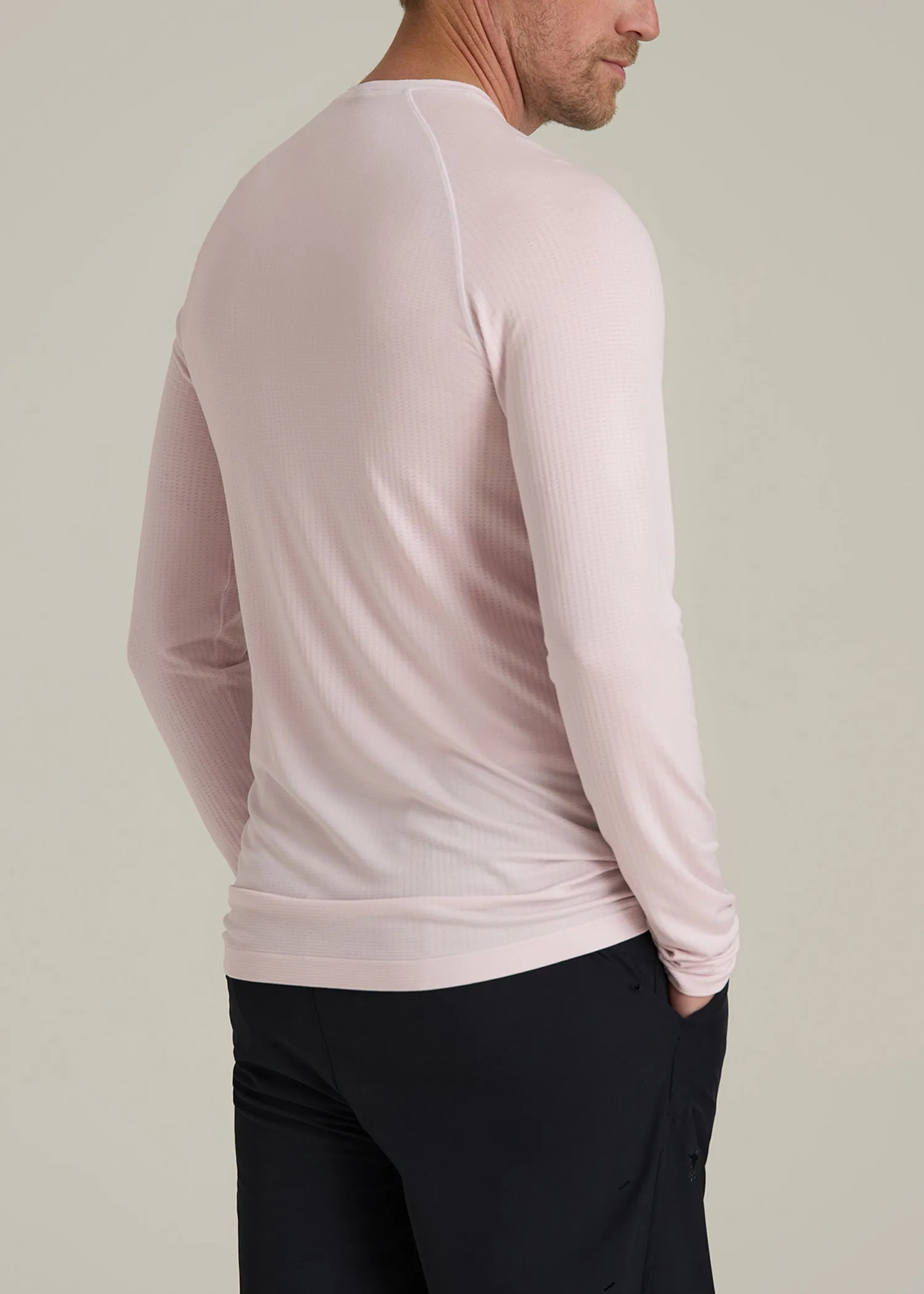 Long Sleeve Vented Performance Top for Tall Men in Grey Lilac sold by American Tall product image thumbnail 5