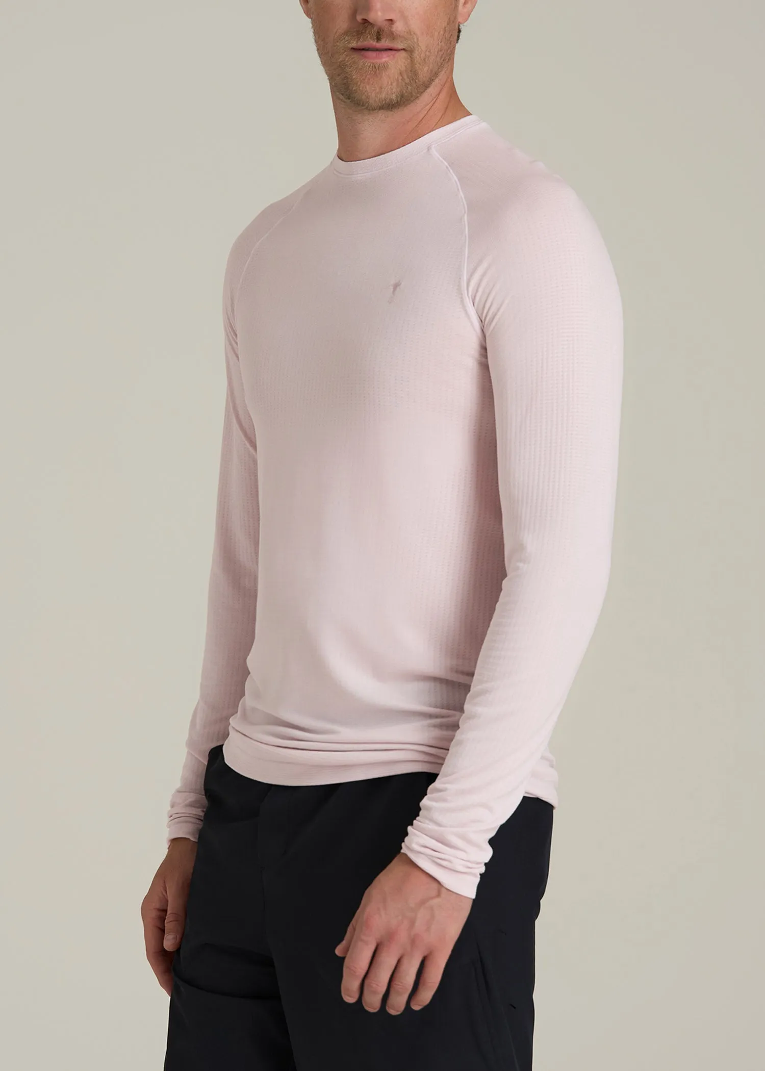 Long Sleeve Vented Performance Top for Tall Men in Grey Lilac sold by American Tall product image thumbnail 3