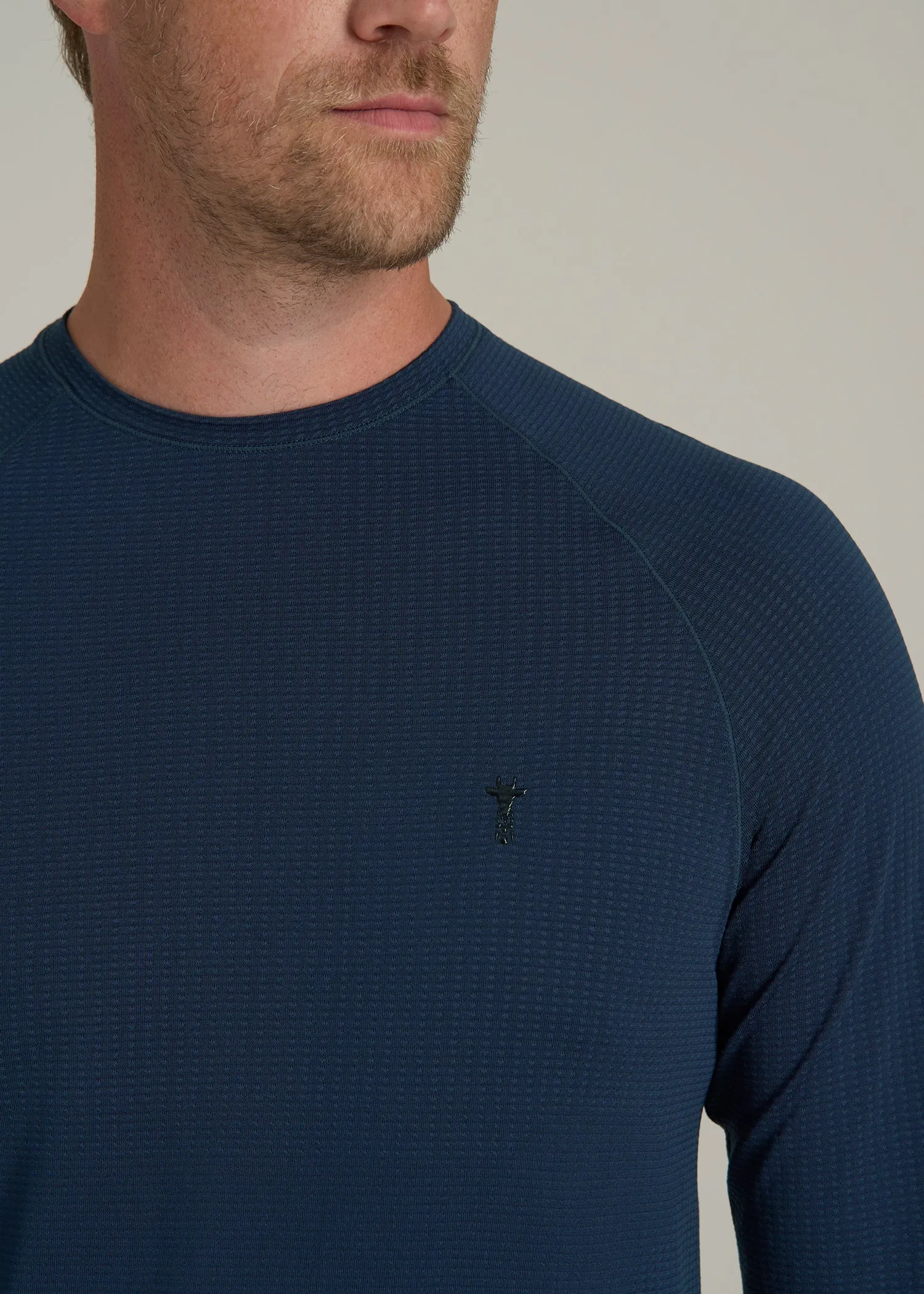 Long Sleeve Vented Performance Top for Tall Men in Navy Blue sold by American Tall product image thumbnail 2