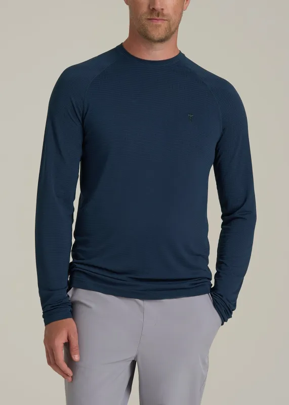Long Sleeve Vented Performance Top for Tall Men in Navy Blue sold by American Tall