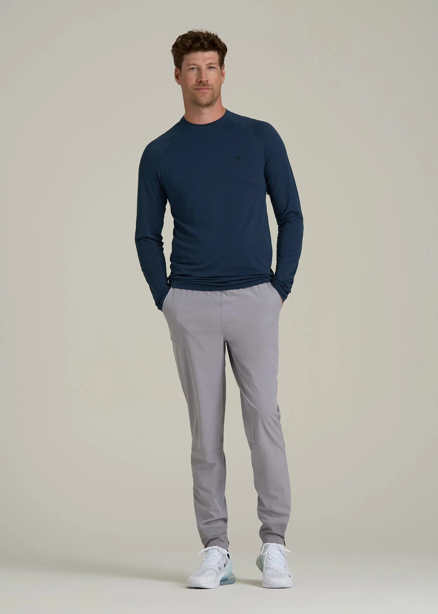 Long Sleeve Vented Performance Top for Tall Men in Navy Blue sold by American Tall product image thumbnail 4