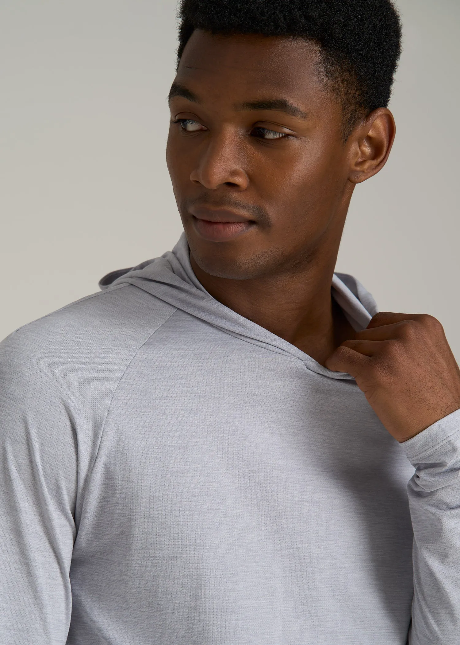 A.T. Performance Training Hoodie for Tall Men in Light Silver sold by American Tall product image thumbnail 2