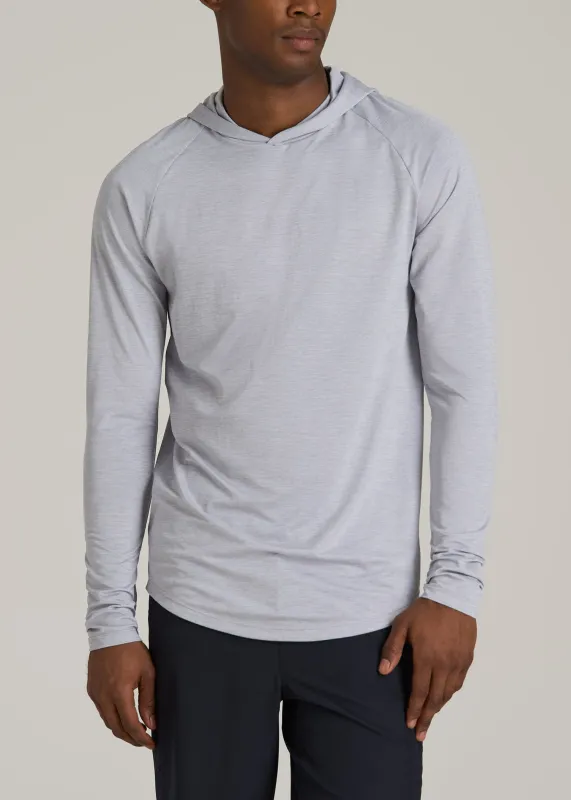 A.T. Performance Training Hoodie for Tall Men in Light Silver sold by American Tall