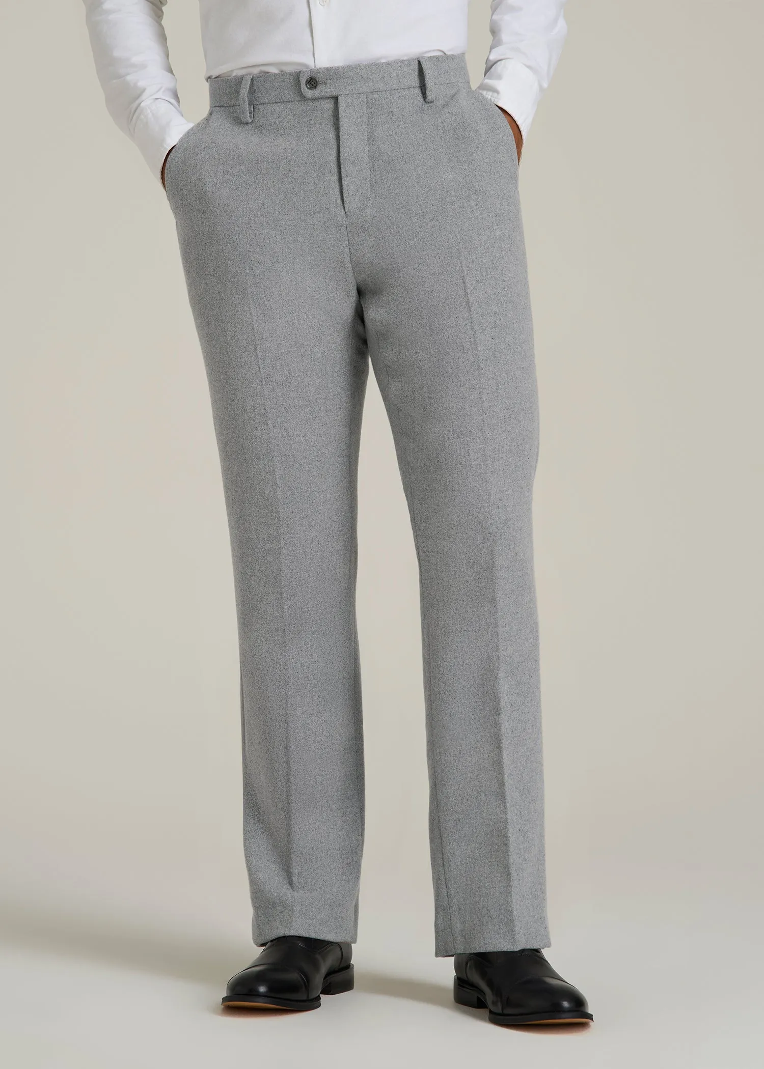 Wool Blend Dress Pants for Tall Men in Tin Grey Mix sold by American Tall