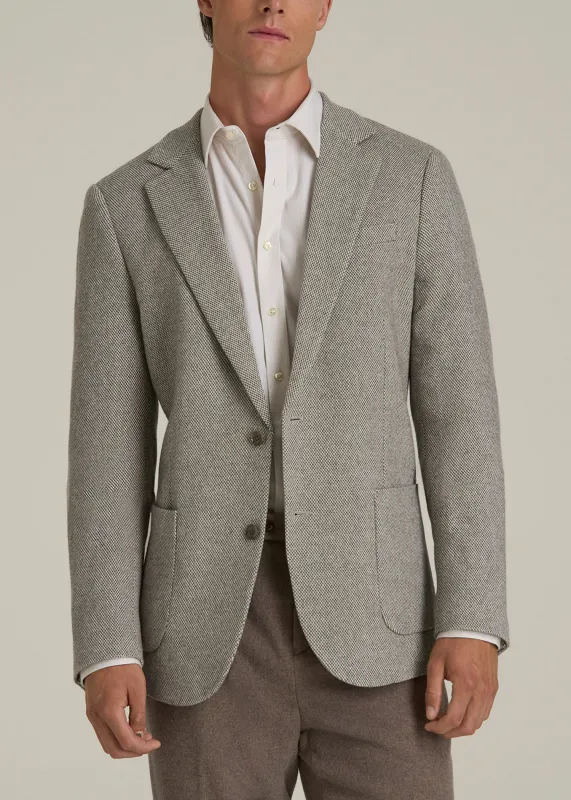 Wool Blend Blazer for Tall Men in Taupe Basketweave sold by American Tall
