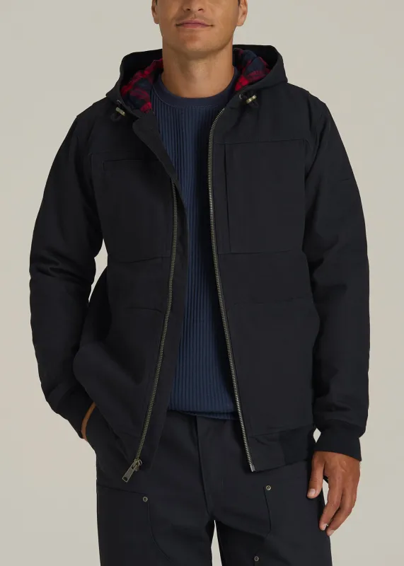 LJ&S Flannel-Lined Canvas Work Jacket for Tall Men in Black sold by American Tall