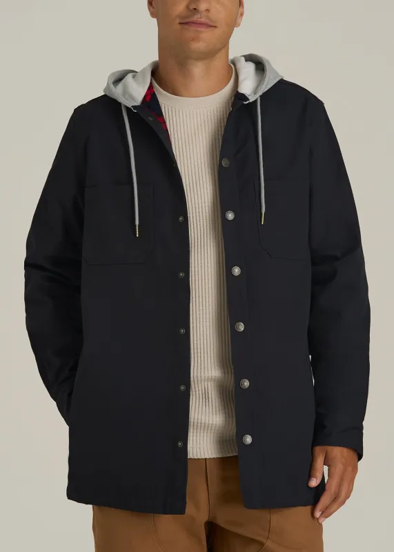 LJ&S Flannel-Lined Canvas Shirt Jacket for Tall Men in Black sold by American Tall