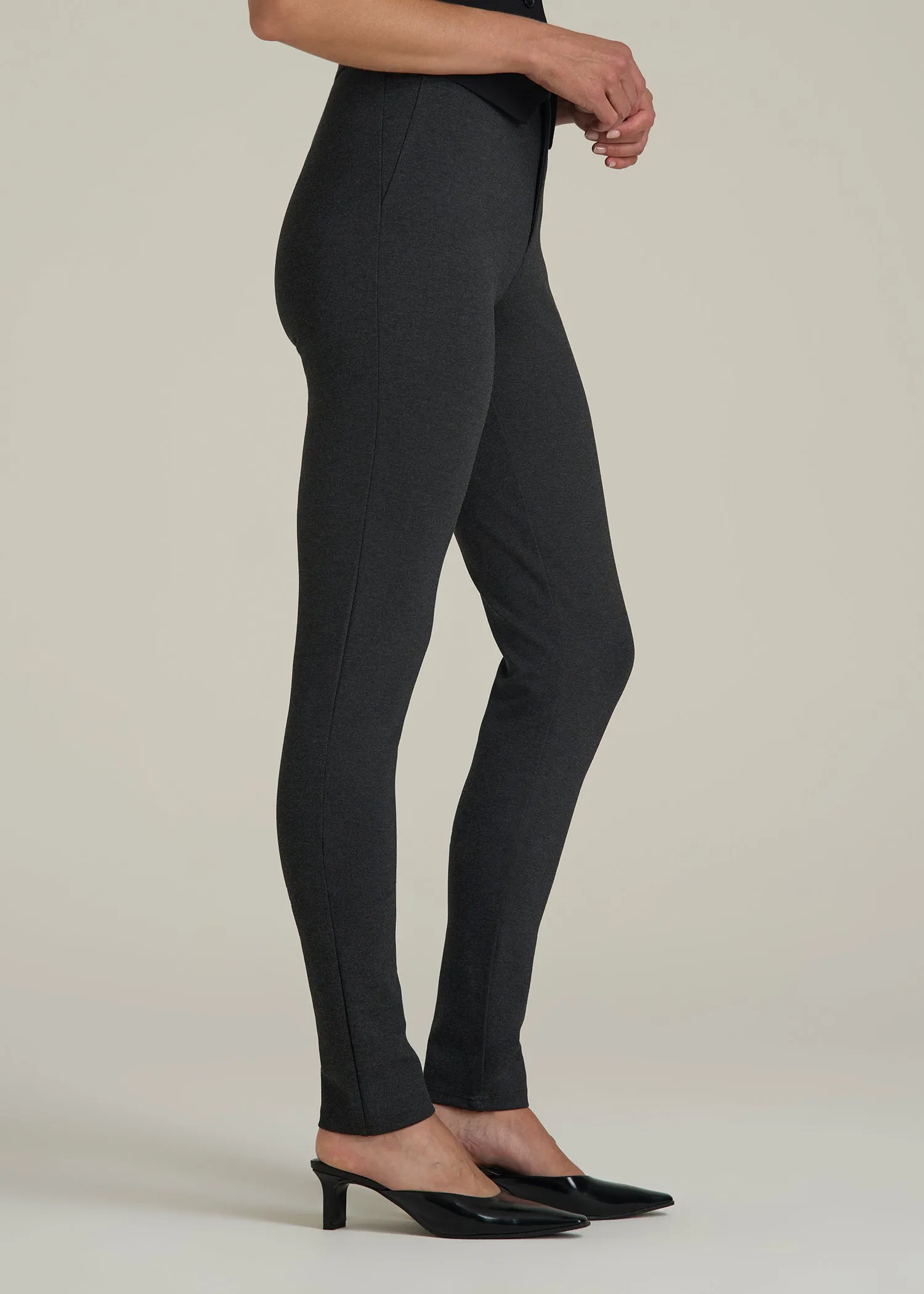 Flex Ponte Skinny High Rise Pant for Tall Women in Dark Charcoal Heather sold by American Tall product image thumbnail 3