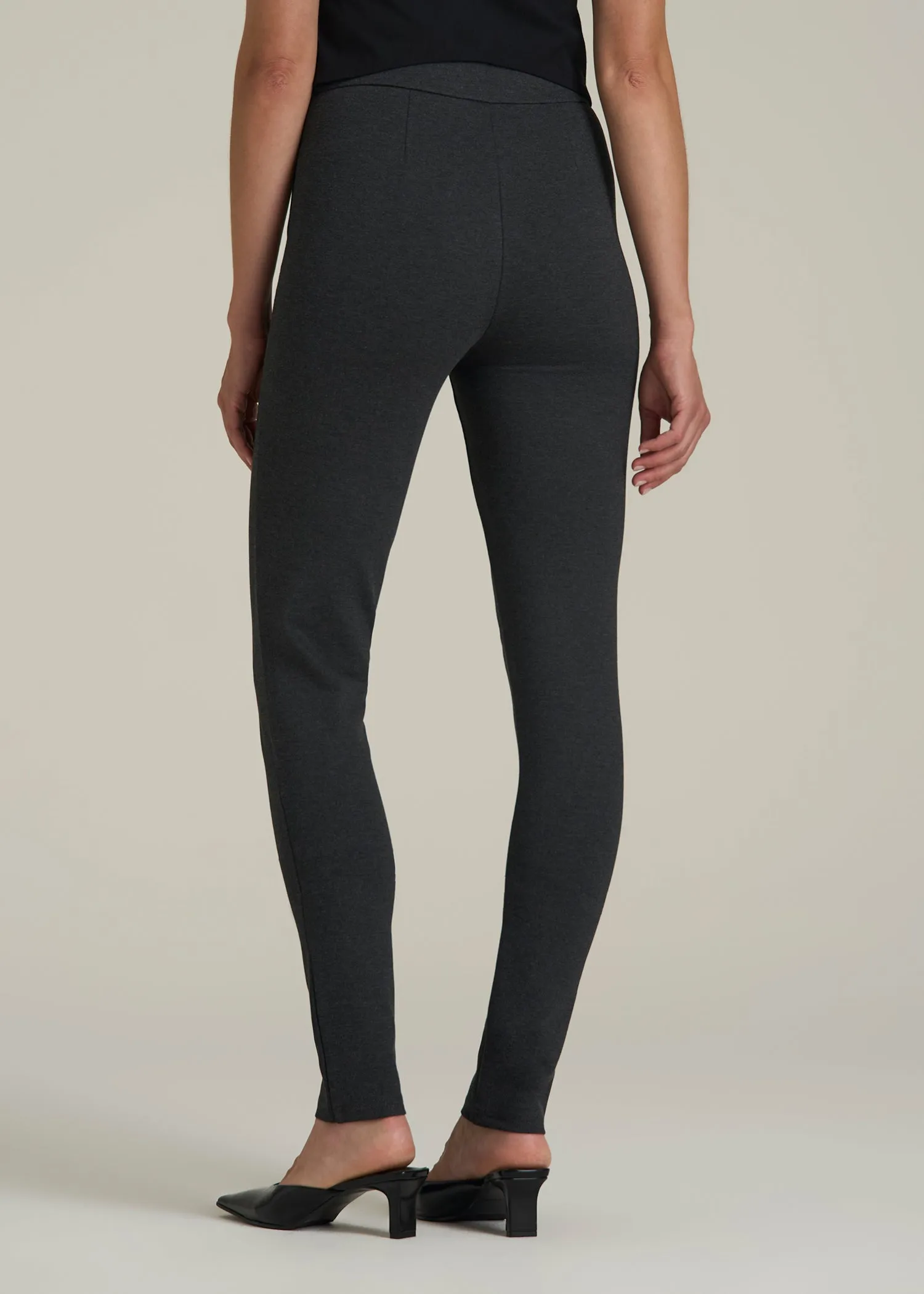 Flex Ponte Skinny High Rise Pant for Tall Women in Dark Charcoal Heather sold by American Tall product image thumbnail 5