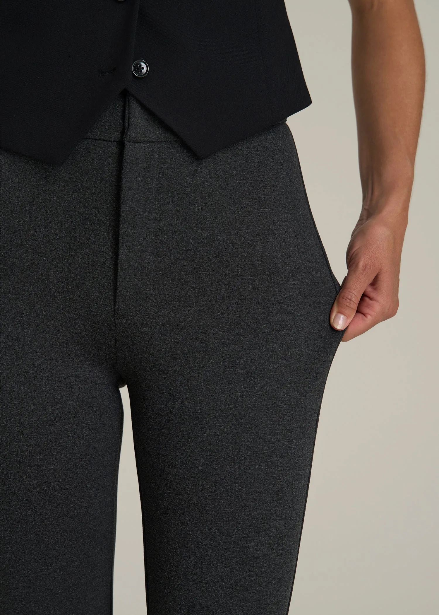 Flex Ponte Skinny High Rise Pant for Tall Women in Dark Charcoal Heather sold by American Tall product image thumbnail 2