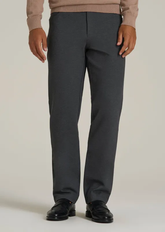 Soft Flex Ponte Pants for Tall Men in Dark Charcoal Heather sold by American Tall