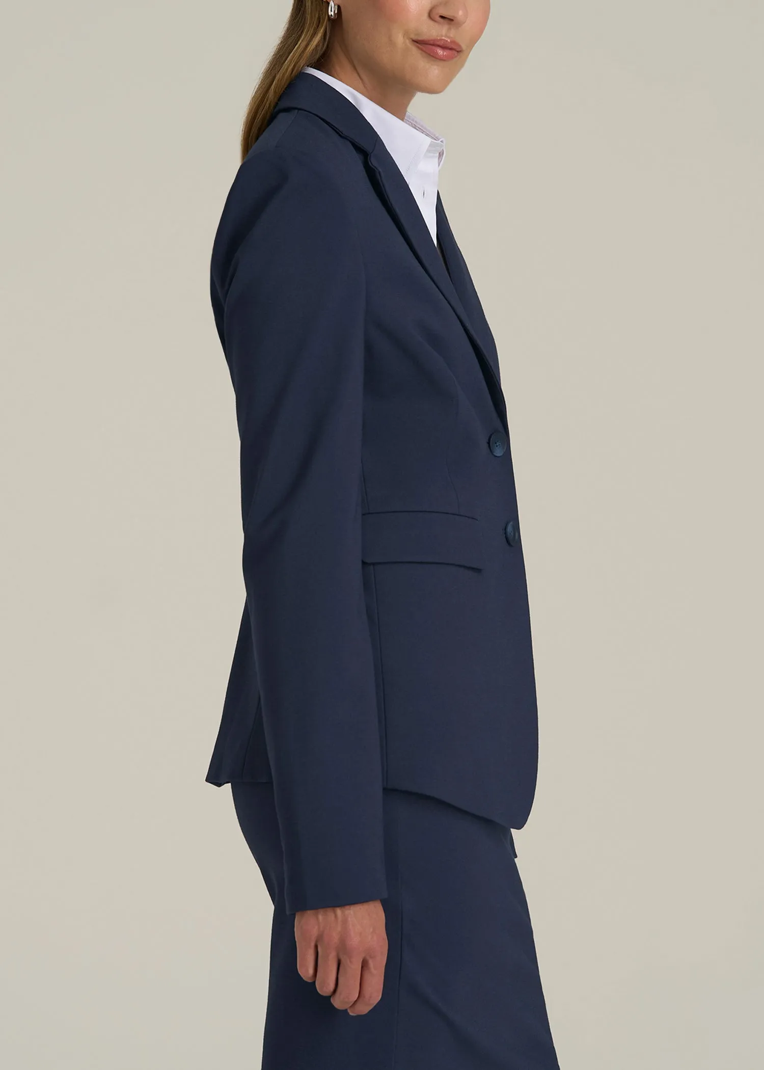 Freedom Flex Two-Button Slim-Fit Blazer for Tall Women in Navy sold by American Tall product image thumbnail 3