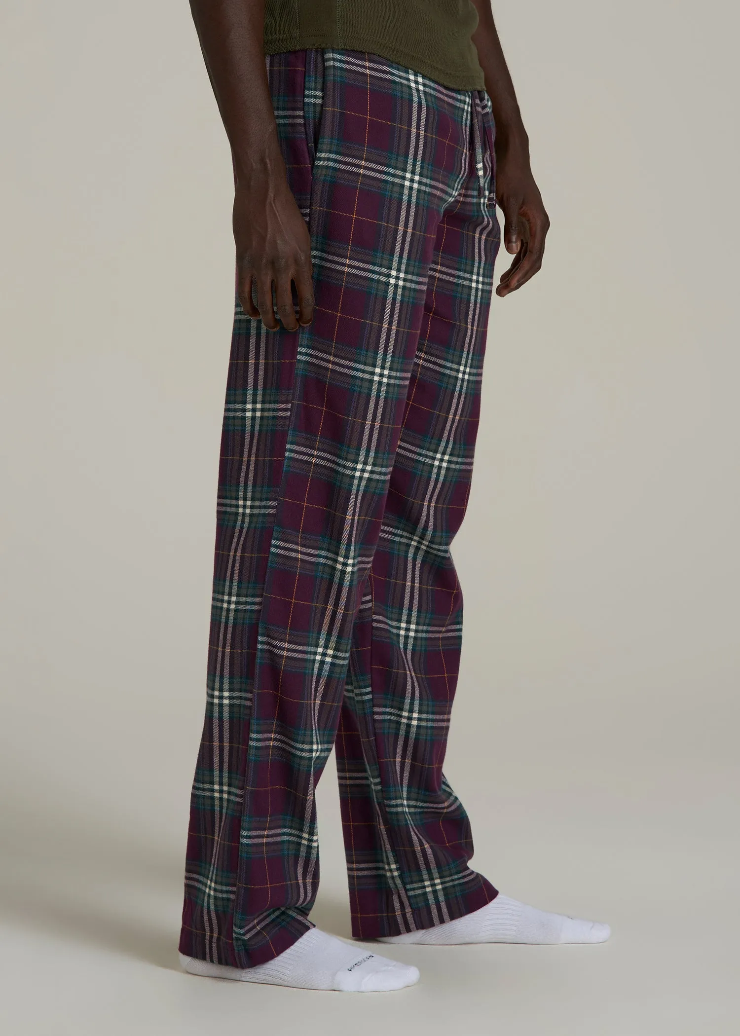 Flannel Pajama Pants for Tall Men in Maroon Plaid sold by American Tall product image thumbnail 3