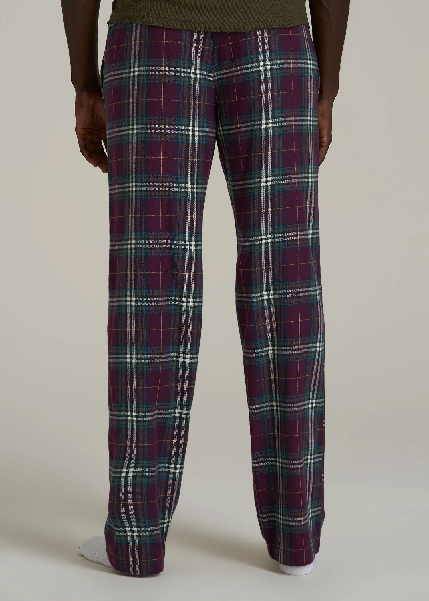 Flannel Pajama Pants for Tall Men in Maroon Plaid sold by American Tall product image thumbnail 5