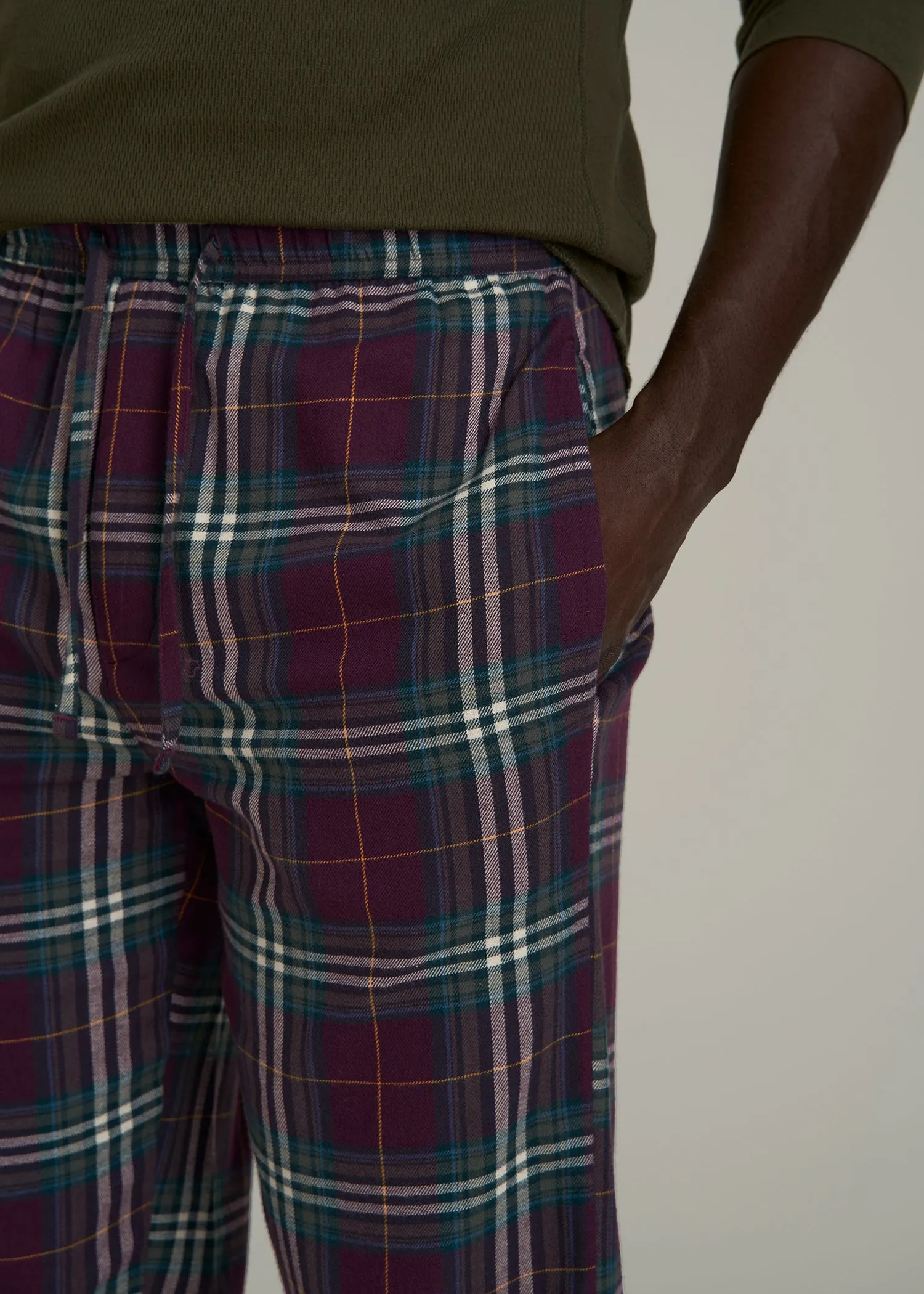 Flannel Pajama Pants for Tall Men in Maroon Plaid sold by American Tall product image thumbnail 2