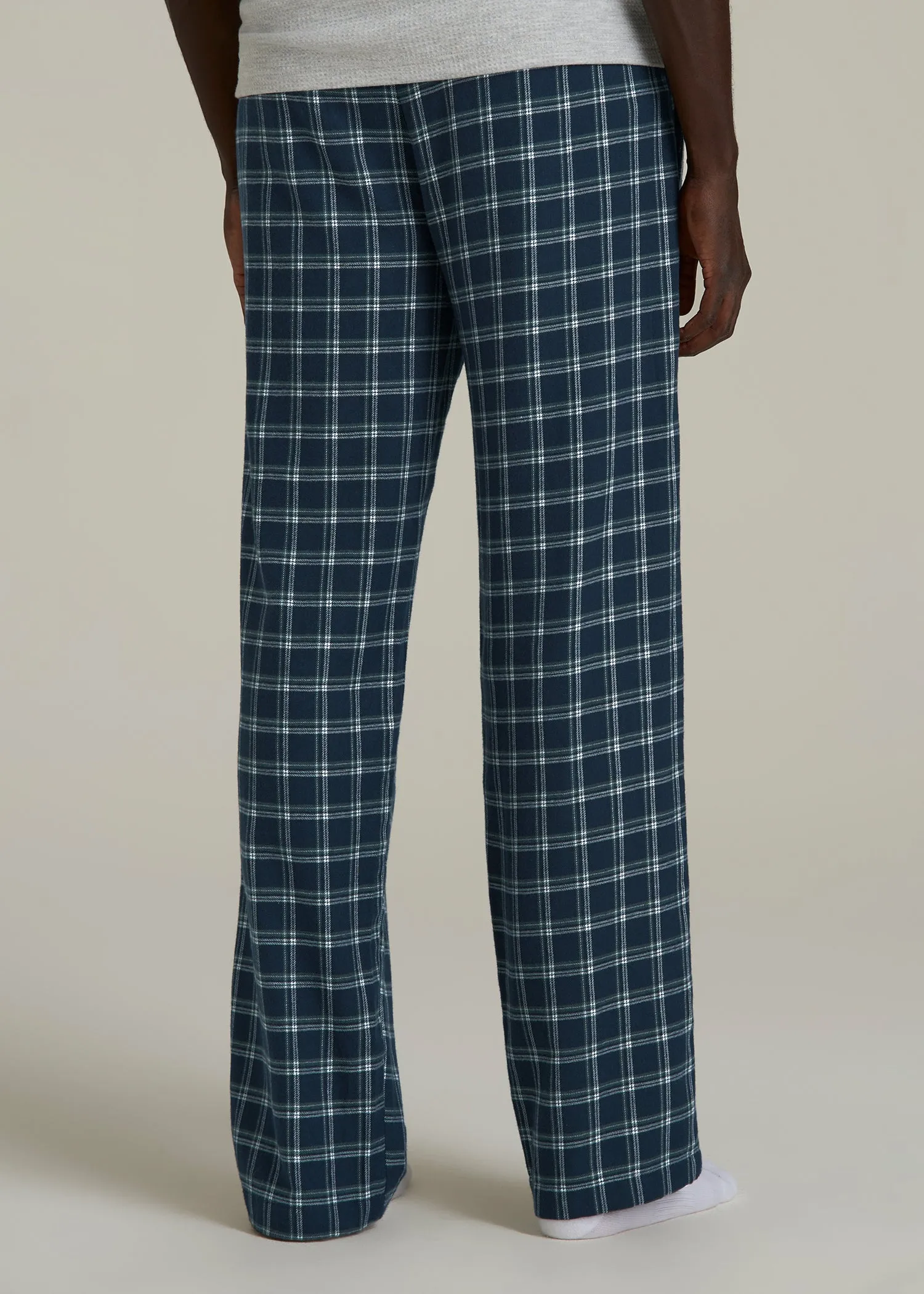 Flannel Pajama Pants for Tall Men in Navy Windowpane sold by American Tall product image thumbnail 5