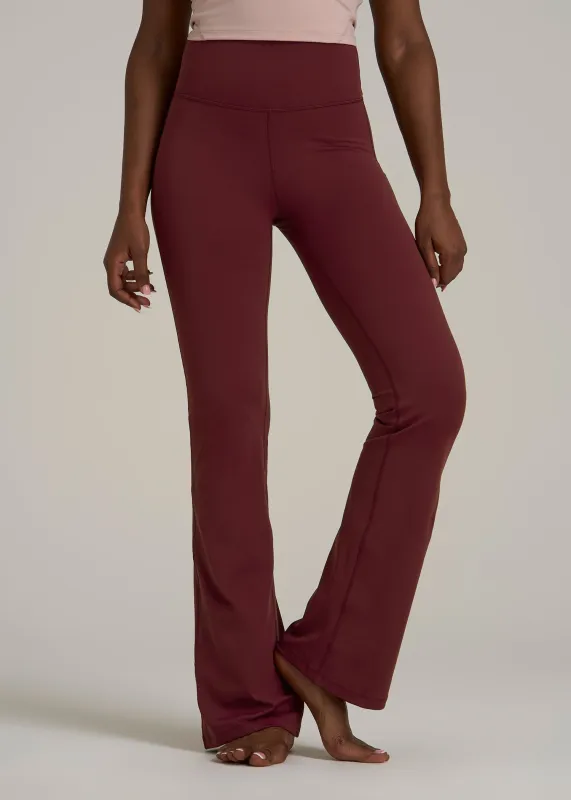 Balance Flare Yoga Pants for Tall Women in Tawny Port sold by American Tall