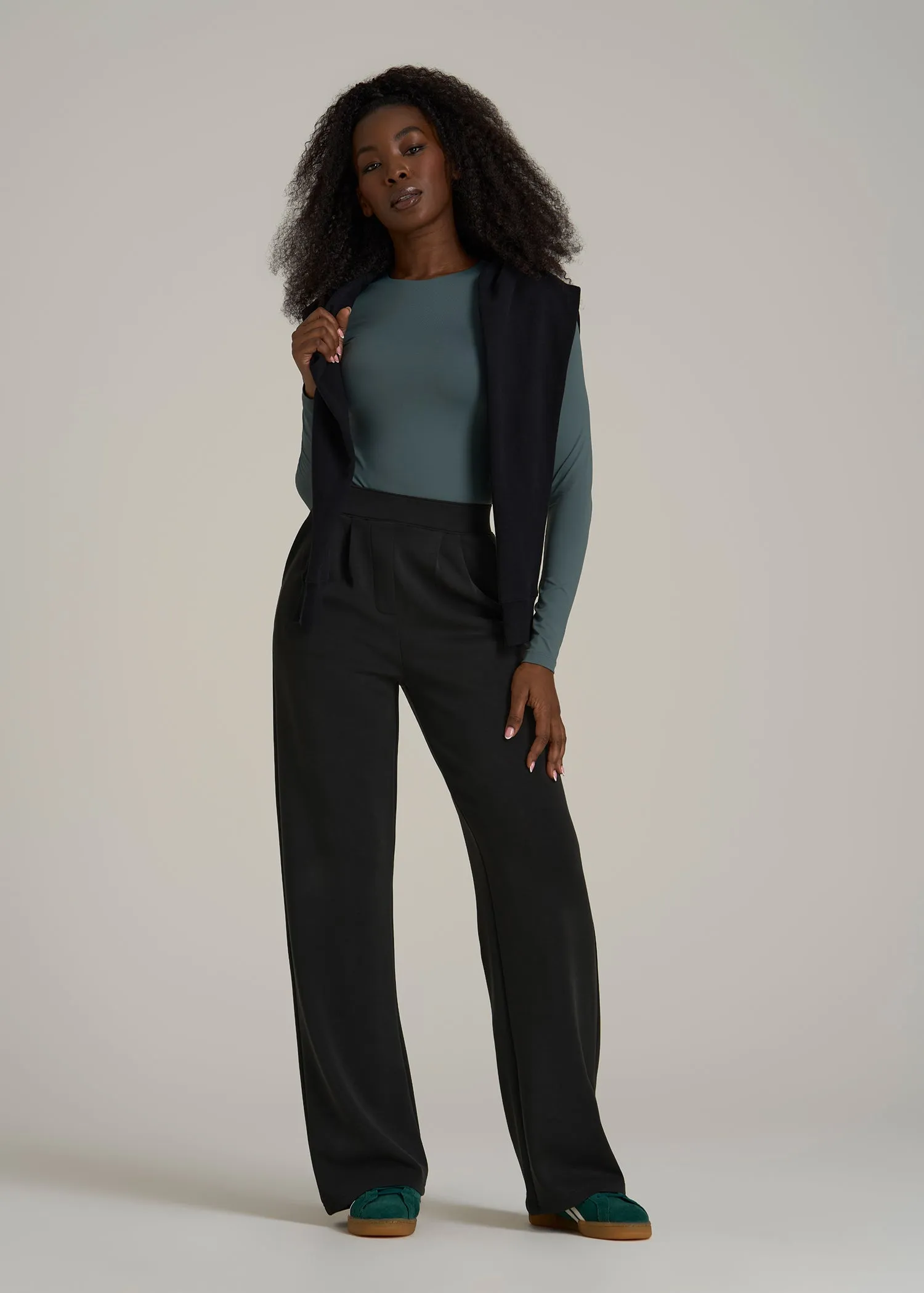 Soft Motion Pleated Wide Leg Pant for Tall Women in Black sold by American Tall product image thumbnail 4