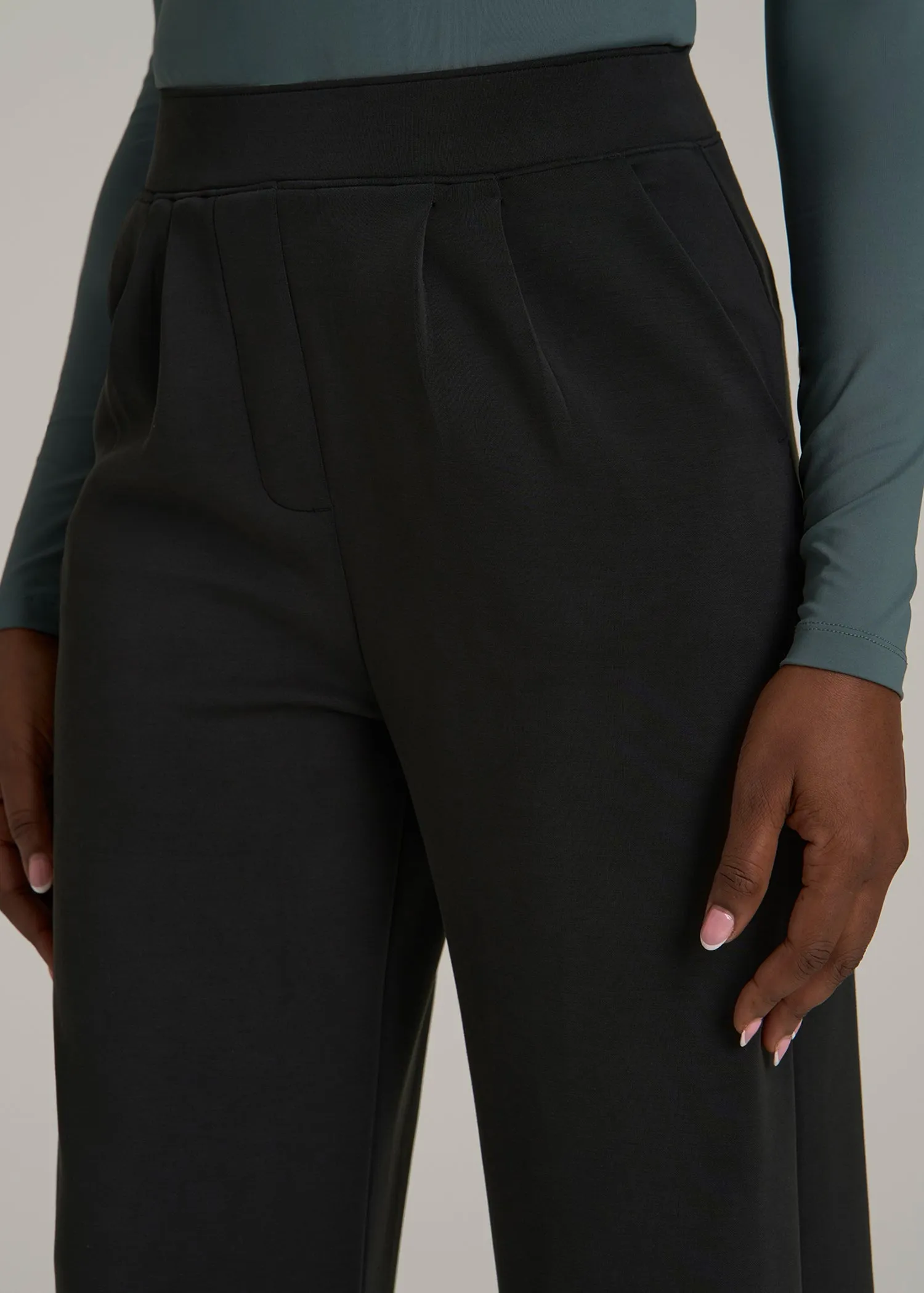Soft Motion Pleated Wide Leg Pant for Tall Women in Black sold by American Tall product image thumbnail 2