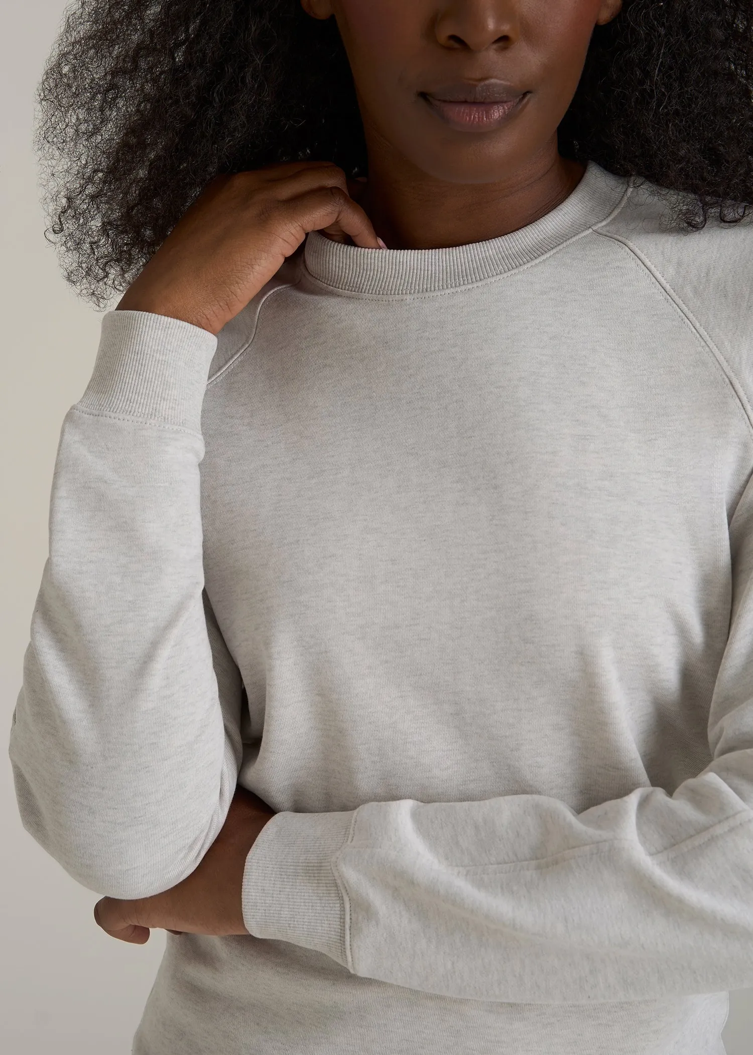 French Terry Crewneck Sweatshirt for Tall Women in Heather Cloud White sold by American Tall product image thumbnail 2