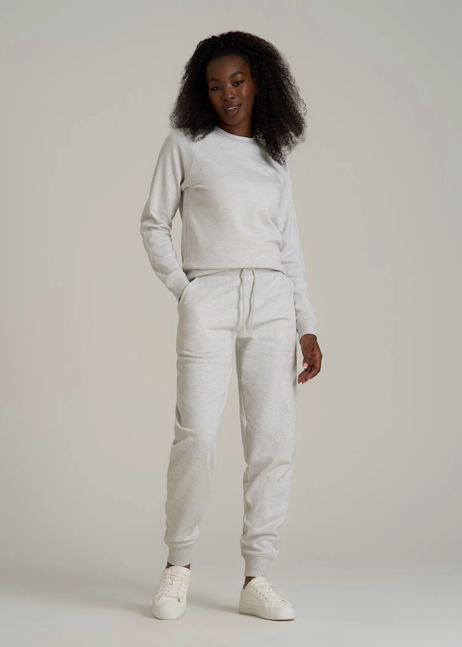French Terry Crewneck Sweatshirt for Tall Women in Heather Cloud White sold by American Tall product image thumbnail 4