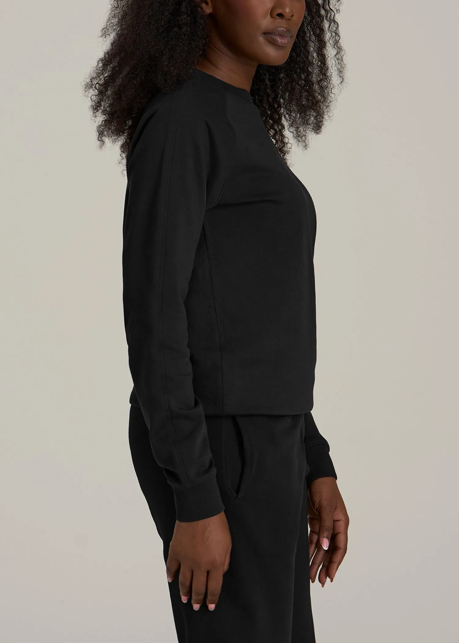French Terry Crewneck Sweatshirt for Tall Women in Black sold by American Tall product image thumbnail 3