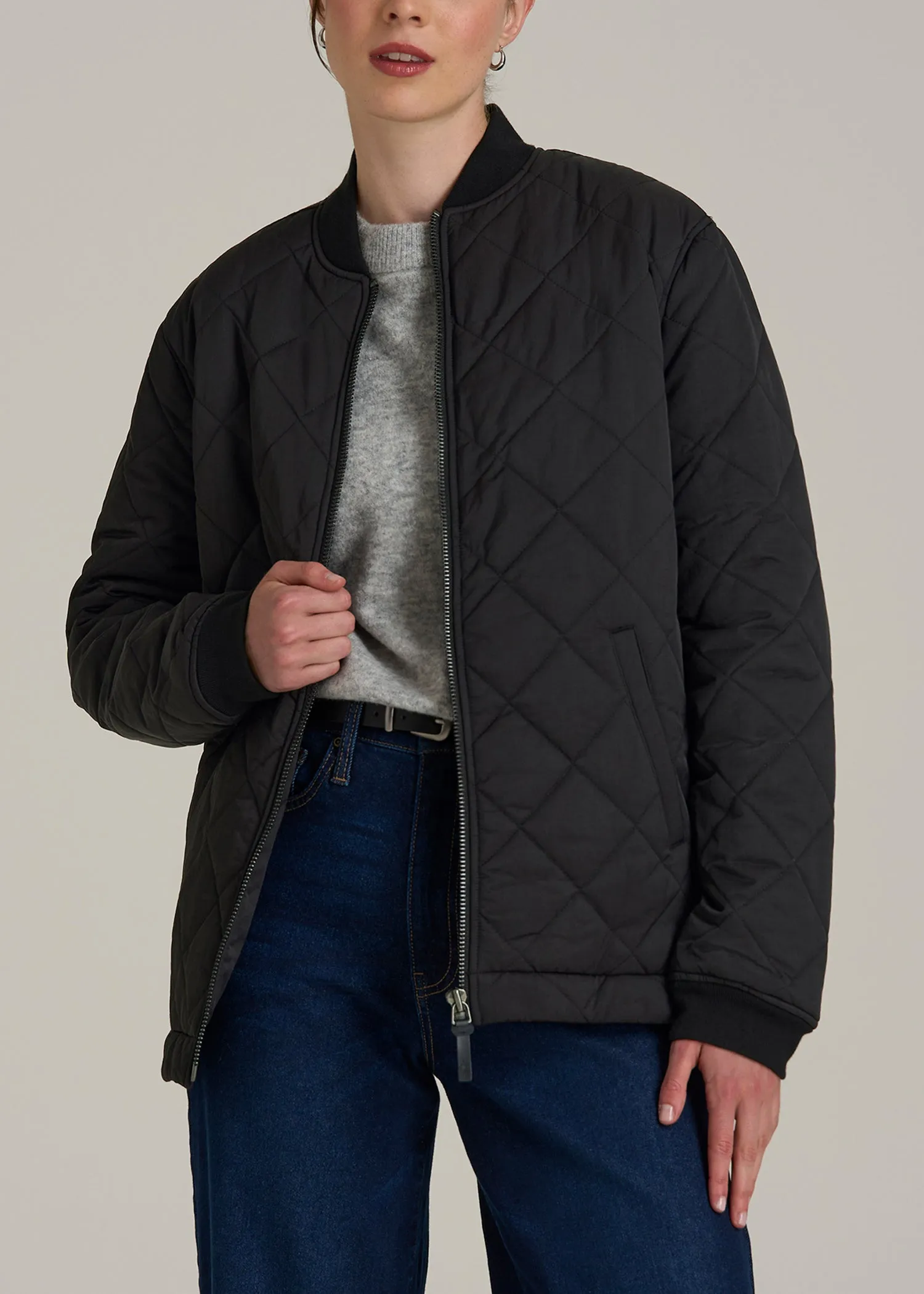 Quilted Jacket for Tall Women in Black sold by American Tall