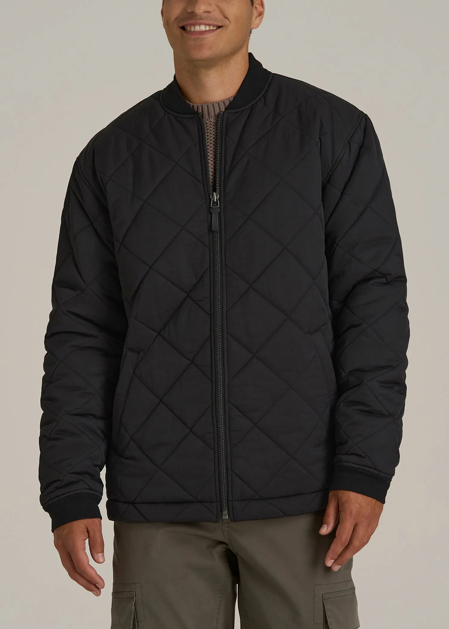 Quilted Jacket for Tall Men in Black sold by American Tall