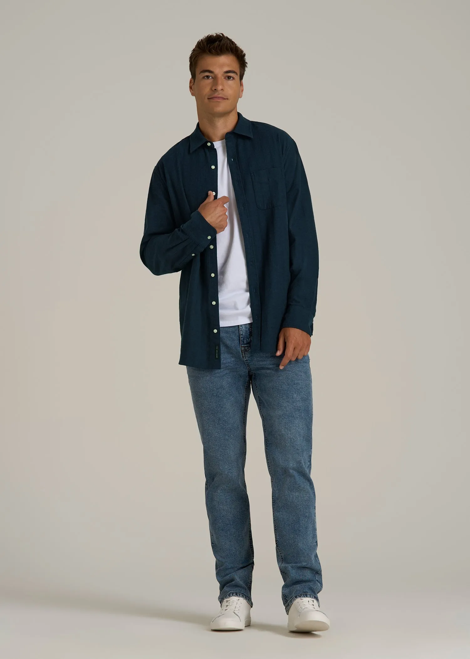 Nelson Flannel Shirt for Tall Men in Blue Chevron sold by American Tall product image thumbnail 4