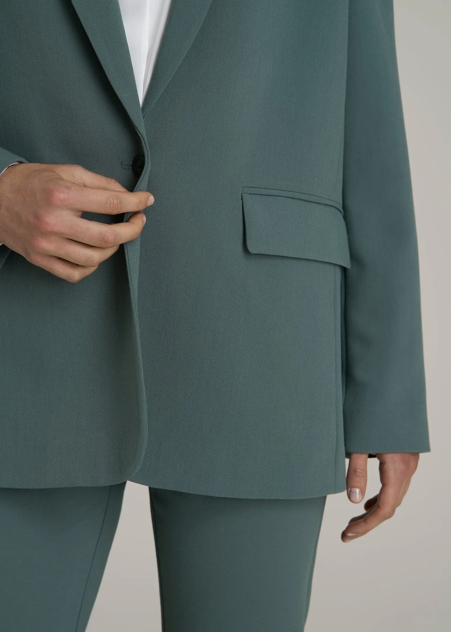 Boyfriend Fit Single-Button Blazer for Tall Women in Balsam Green sold by American Tall product image thumbnail 2