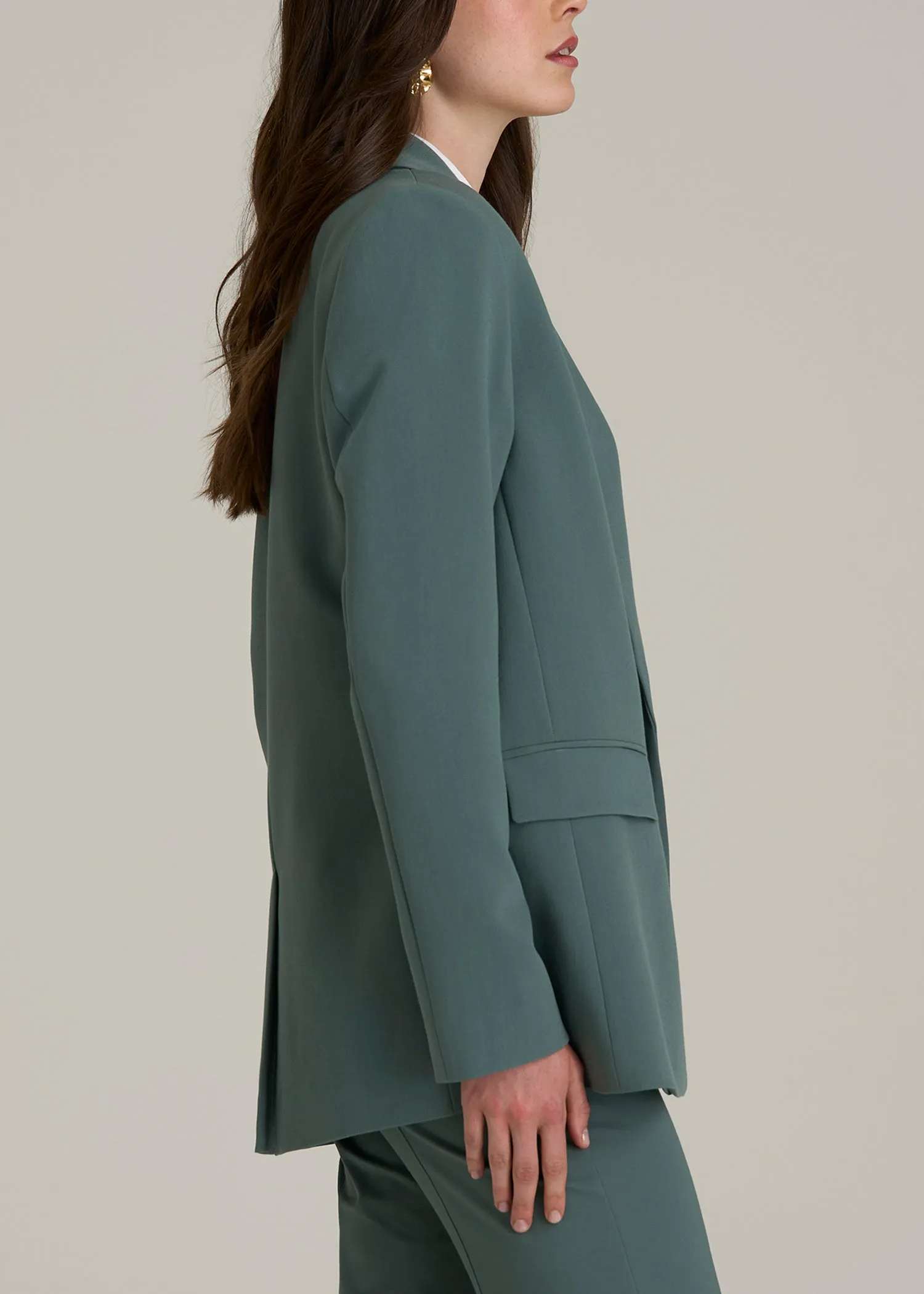 Boyfriend Fit Single-Button Blazer for Tall Women in Balsam Green sold by American Tall product image thumbnail 3