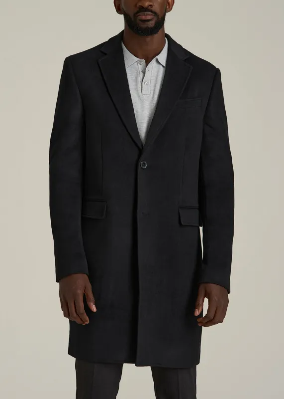 Wool Coat for Tall Men in Black made by American Tall