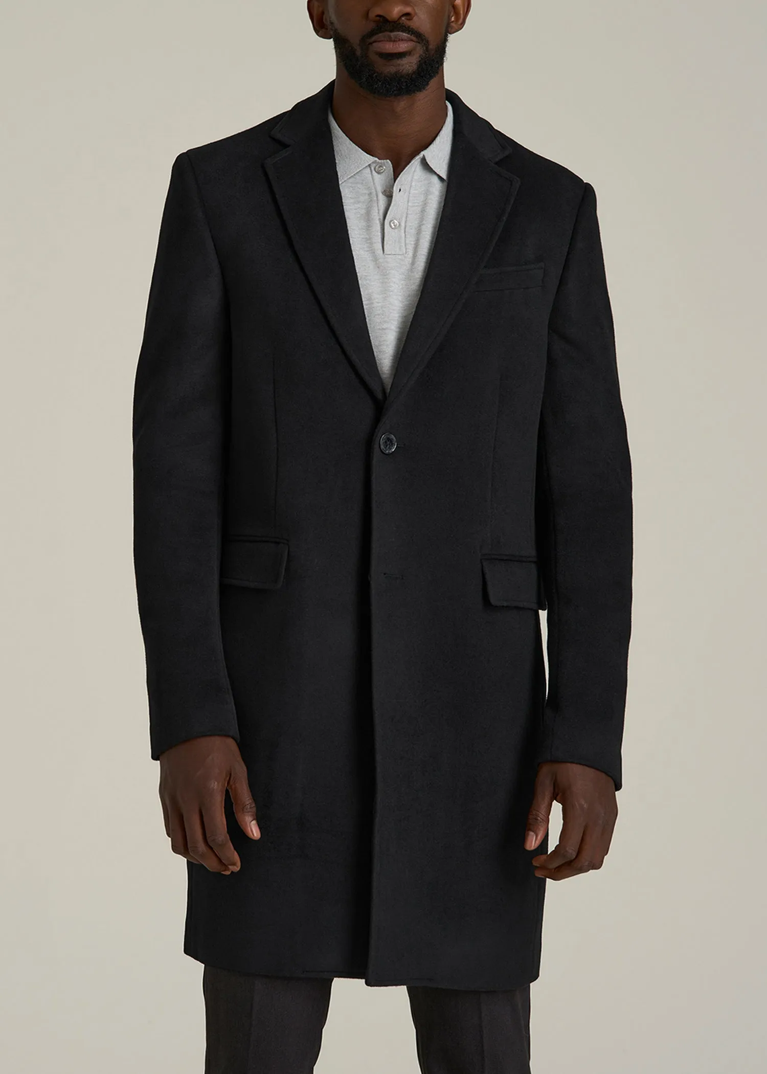 Wool Coat for Tall Men in Black sold by American Tall