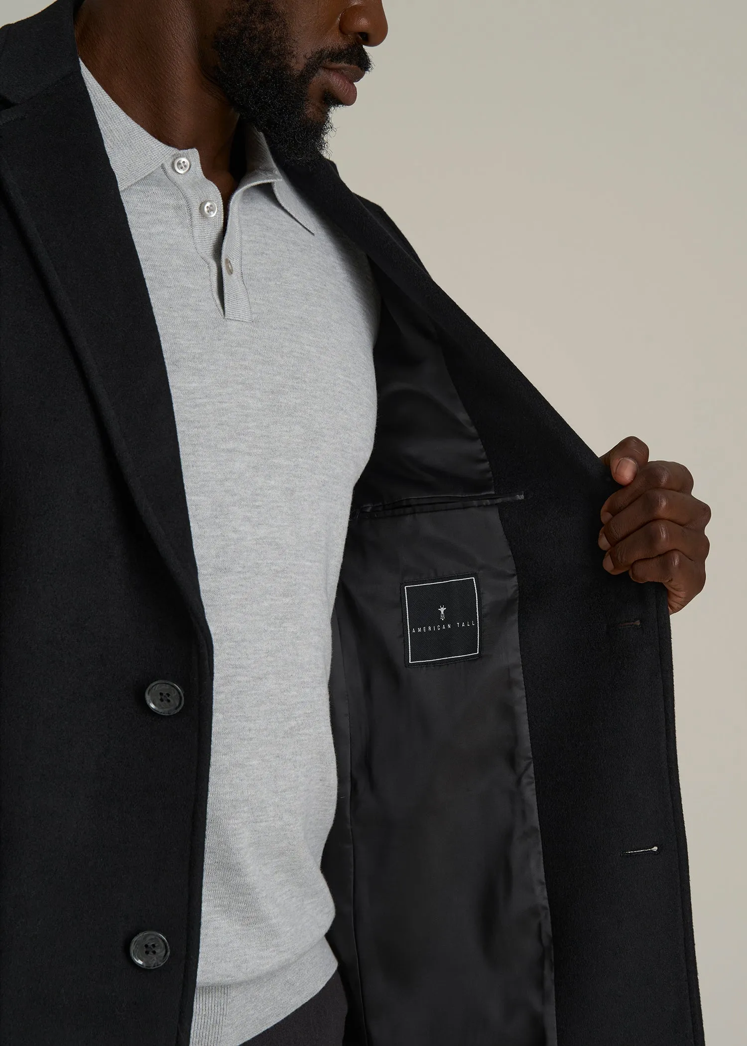 Wool Coat for Tall Men in Black sold by American Tall product image thumbnail 2