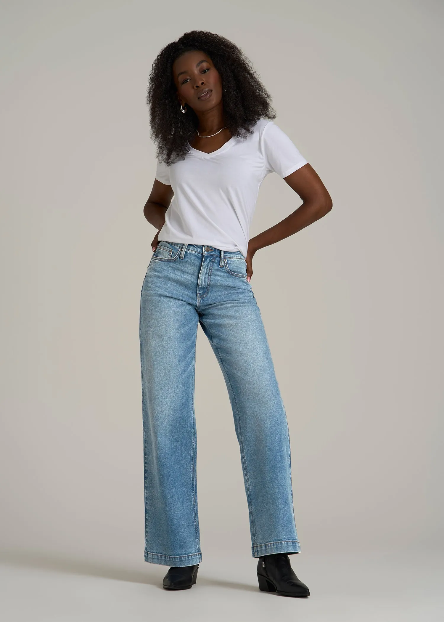 Luna High-Rise Wide-Leg Jeans for Tall Women in Heritage Faded sold by American Tall product image thumbnail 4