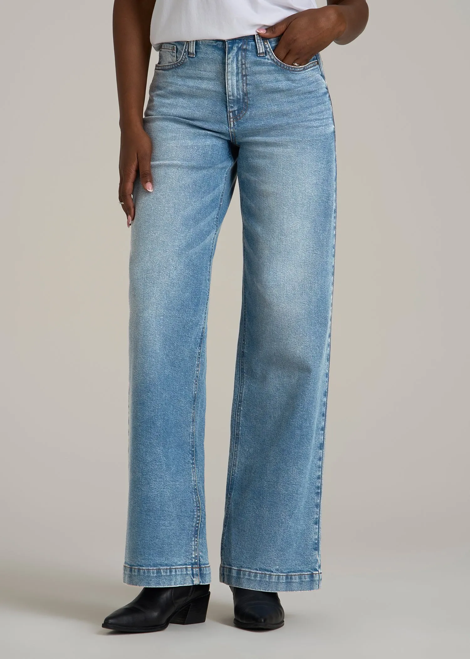Luna High-Rise Wide-Leg Jeans for Tall Women in Heritage Faded sold by American Tall