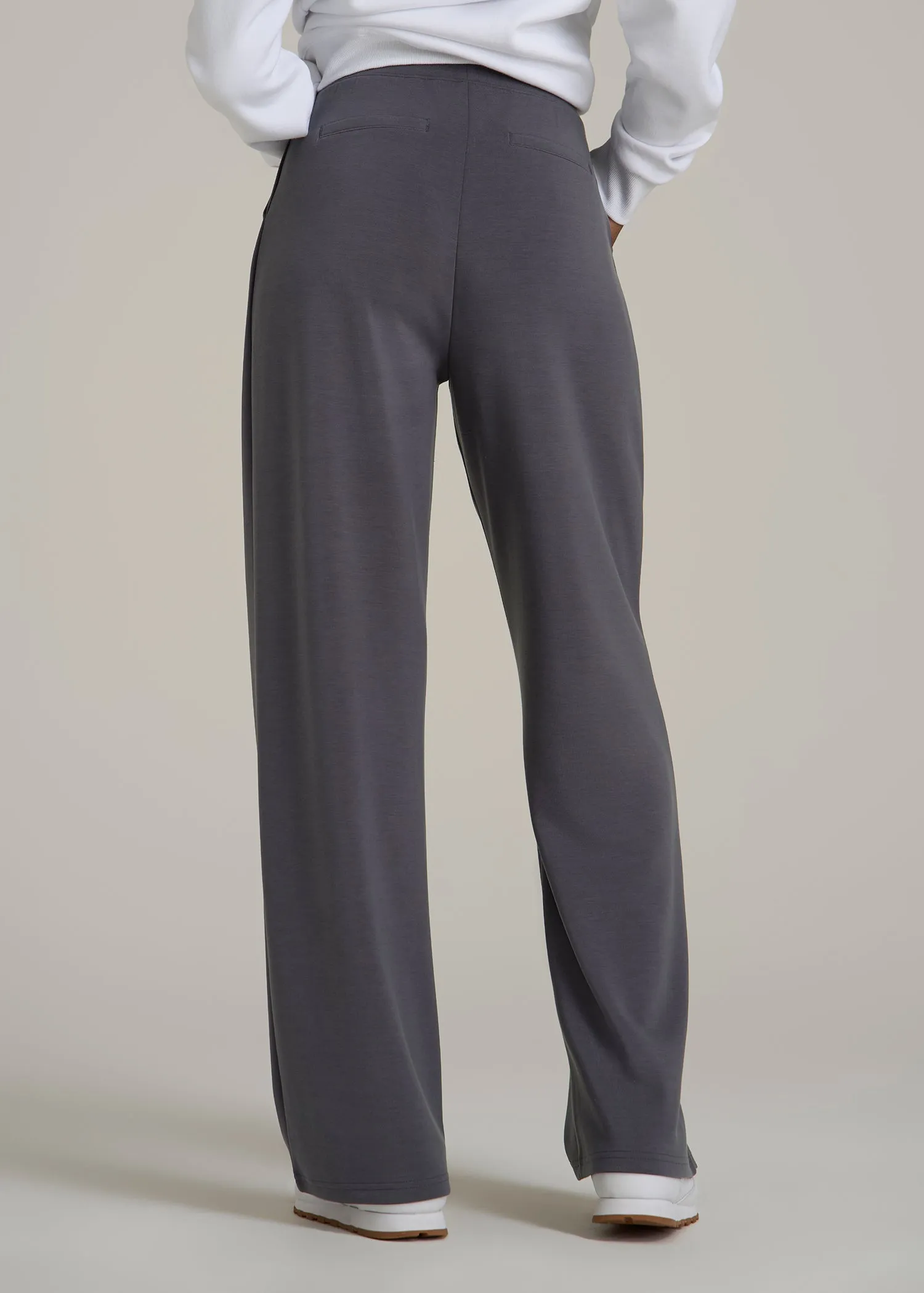 Soft Motion Pleated Wide Leg Pant for Tall Women in Charcoal Rinse sold by American Tall product image thumbnail 5