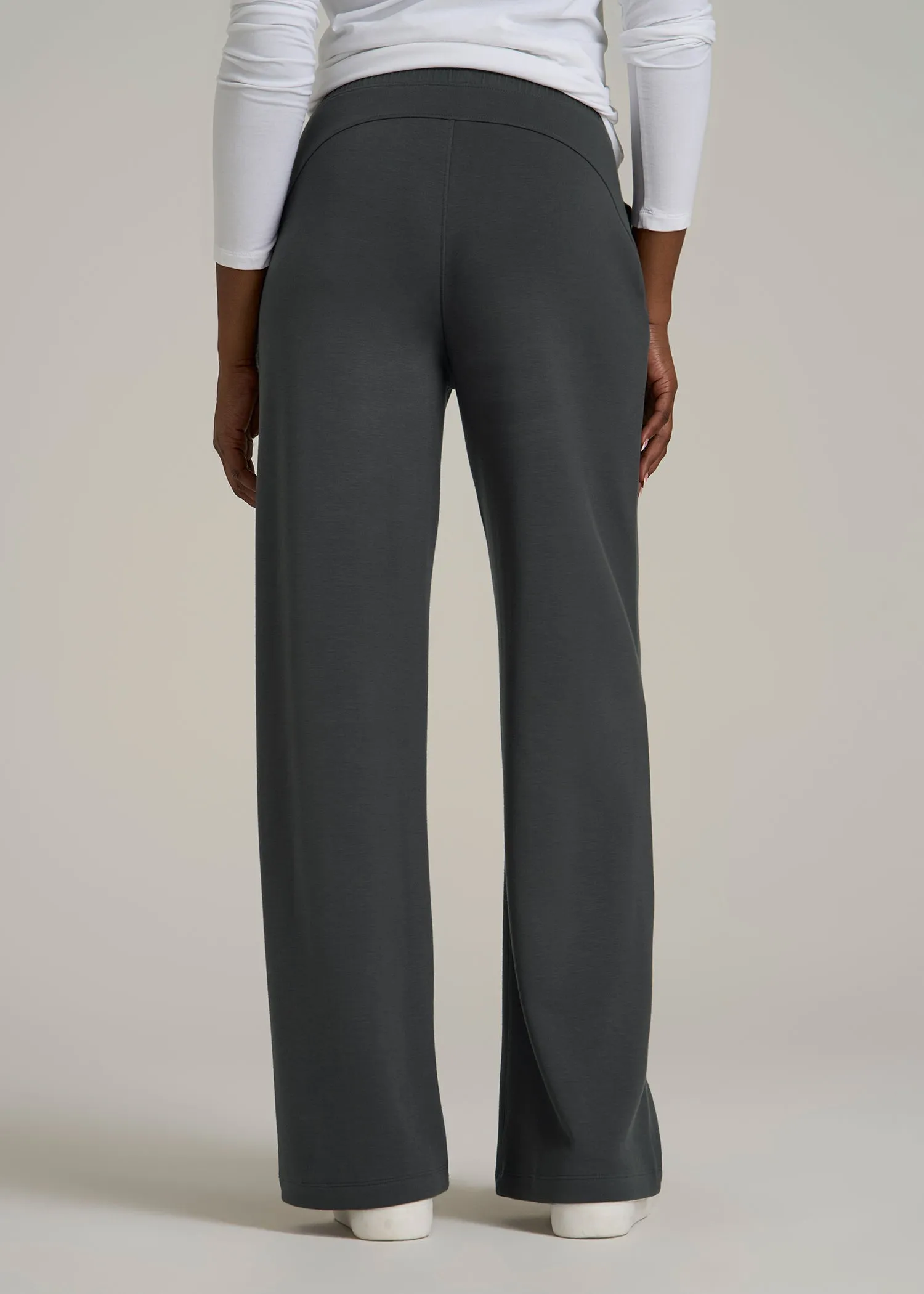 Pull-On Tie Waist Wide Leg Pants for Tall Women in Iron Grey sold by American Tall product image thumbnail 5