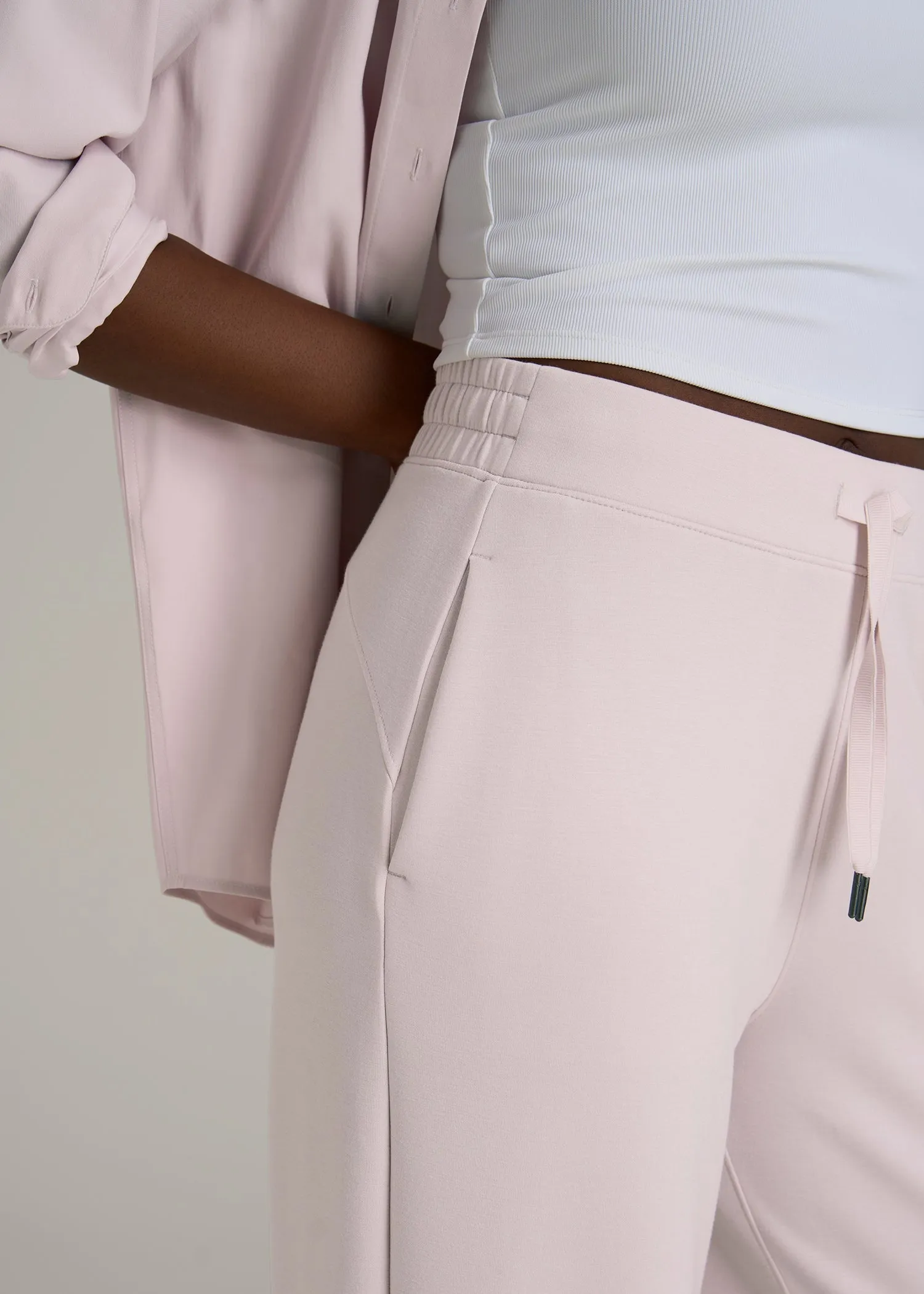 Pull-On Tie Waist Wide Leg Pants for Tall Women in Grey Lilac sold by American Tall product image thumbnail 2