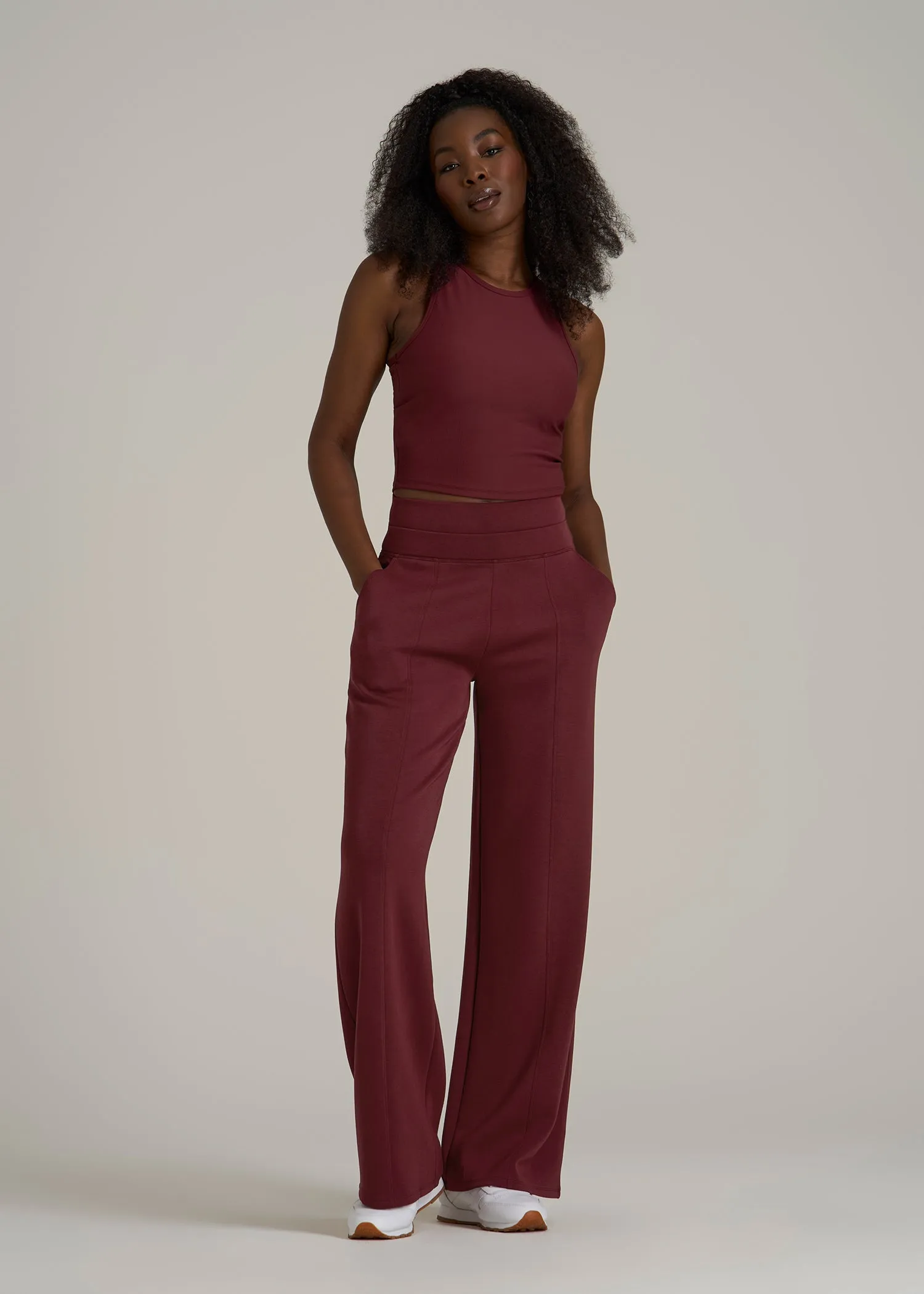 Soft Motion Wide Leg Ultra High Rise Pant for Tall Women in Tawny Port sold by American Tall product image thumbnail 4