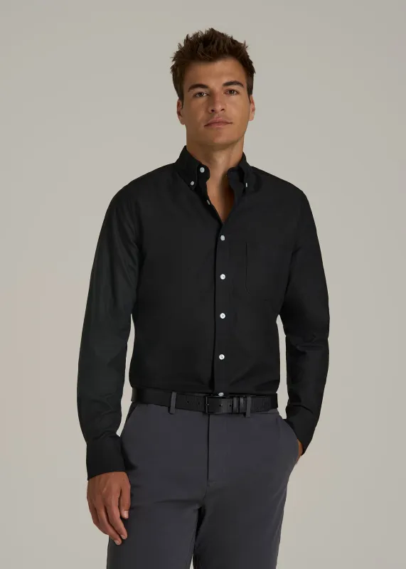 Oxford Cloth Button Down Shirt for Tall Men in Deep Black sold by American Tall