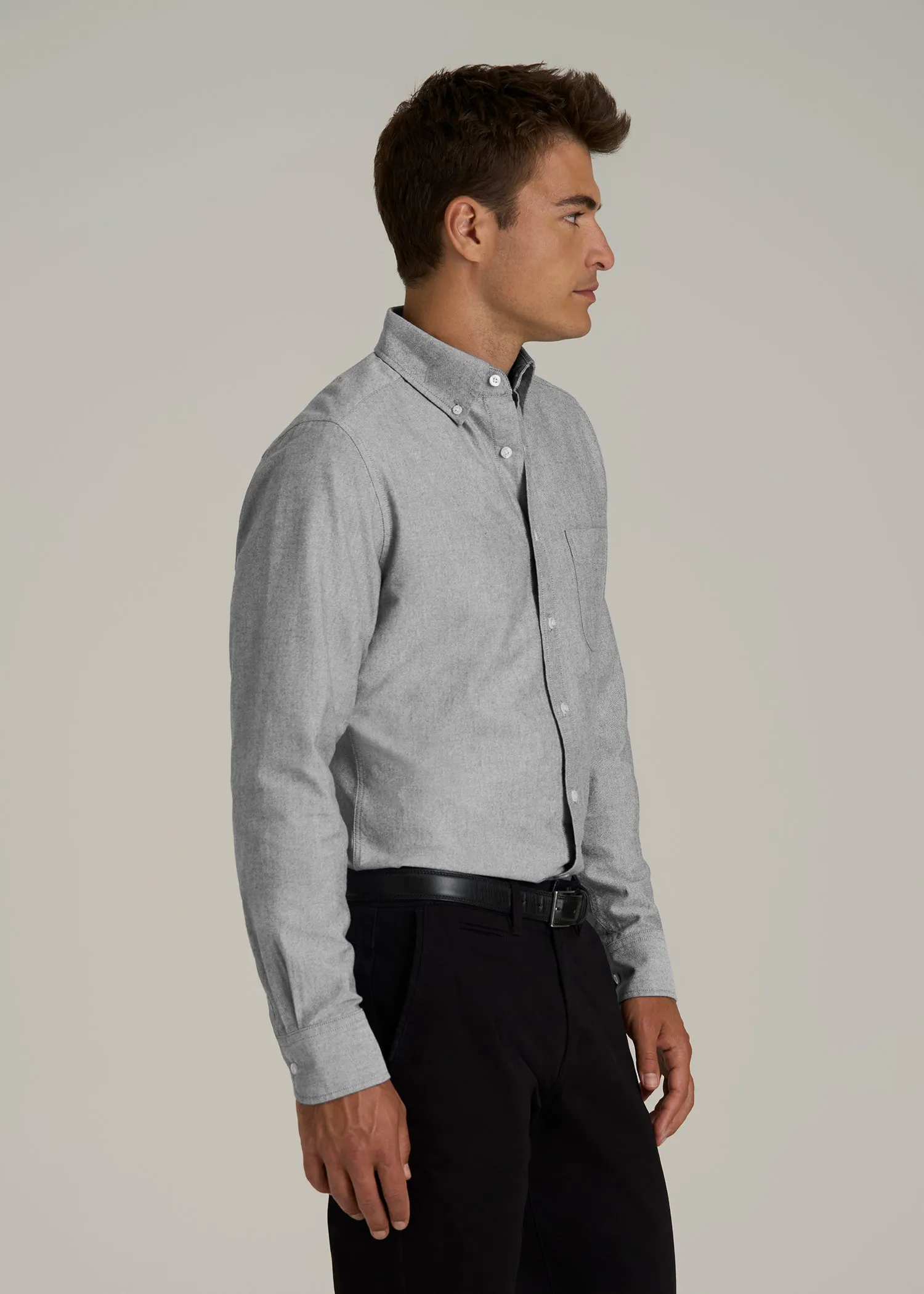 Oxford Cloth Button Down Shirt for Tall Men in Formal Grey sold by American Tall product image thumbnail 2