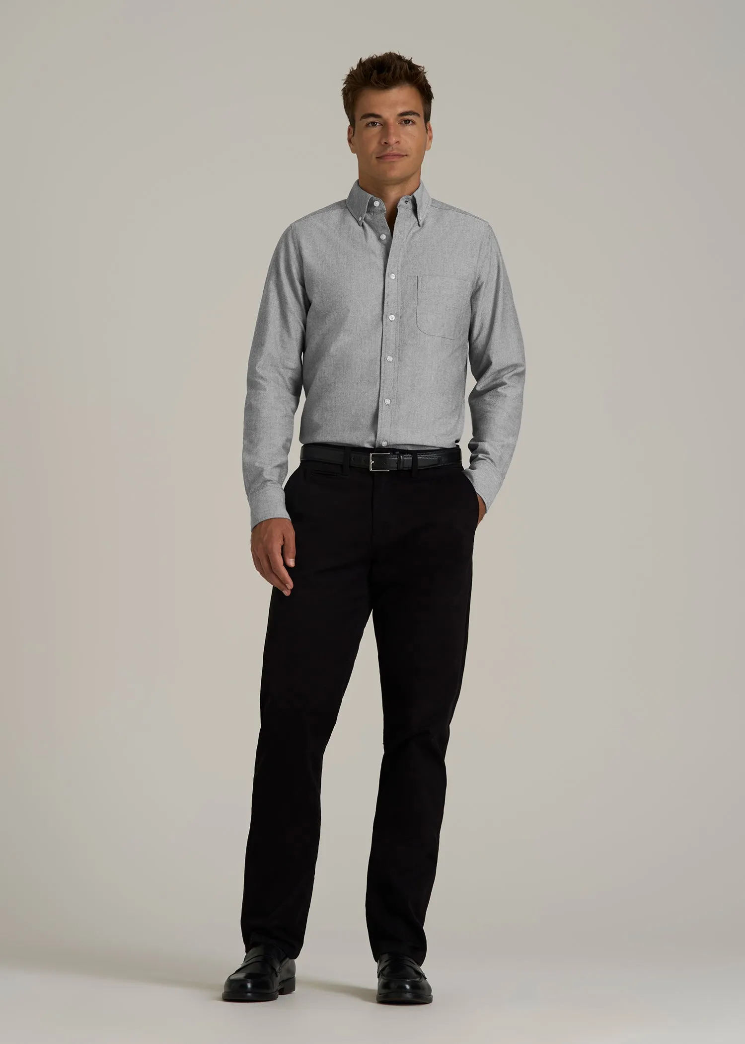 Oxford Cloth Button Down Shirt for Tall Men in Formal Grey sold by American Tall product image thumbnail 4