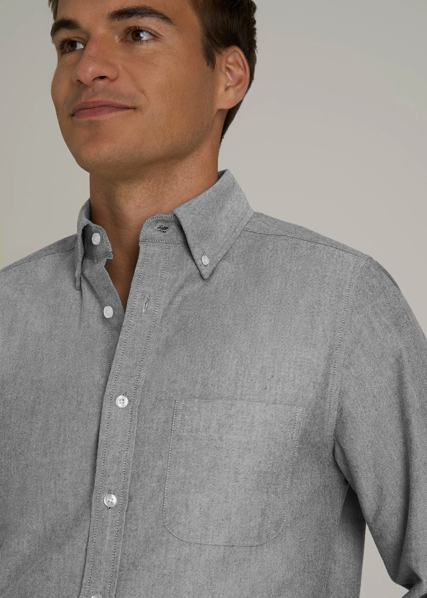 Oxford Cloth Button Down Shirt for Tall Men in Formal Grey sold by American Tall product image thumbnail 3