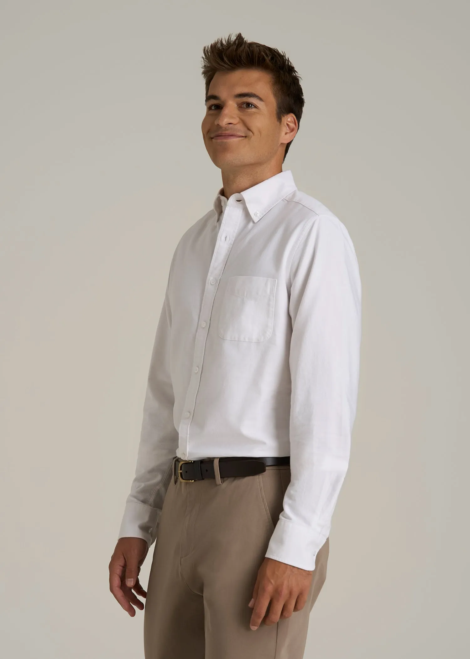 Oxford Cloth Button Down Shirt for Tall Men in Optic White sold by American Tall product image thumbnail 3