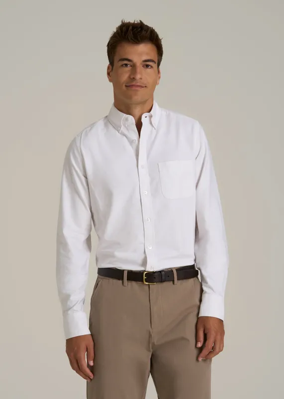 Oxford Cloth Button Down Shirt for Tall Men in Optic White sold by American Tall
