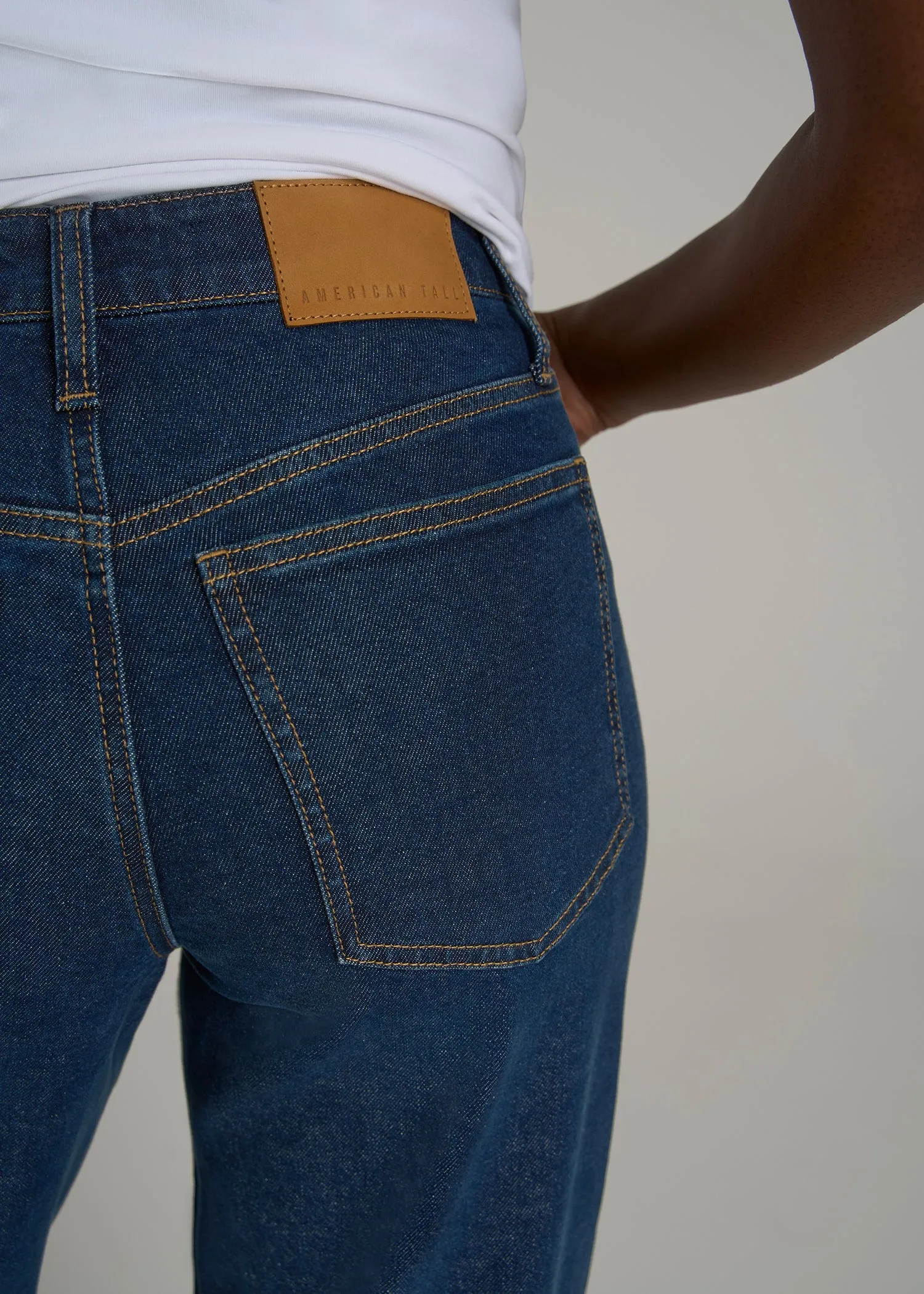 Luna High-Rise Wide-Leg Jeans for Tall Women in Dark Blue Wash sold by American Tall product image thumbnail 2