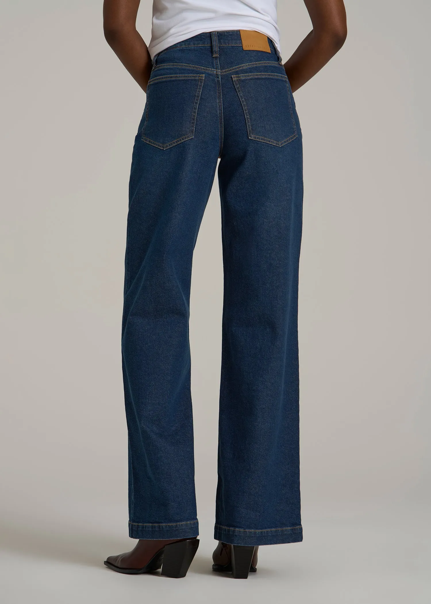 Luna High-Rise Wide-Leg Jeans for Tall Women in Dark Blue Wash sold by American Tall product image thumbnail 5