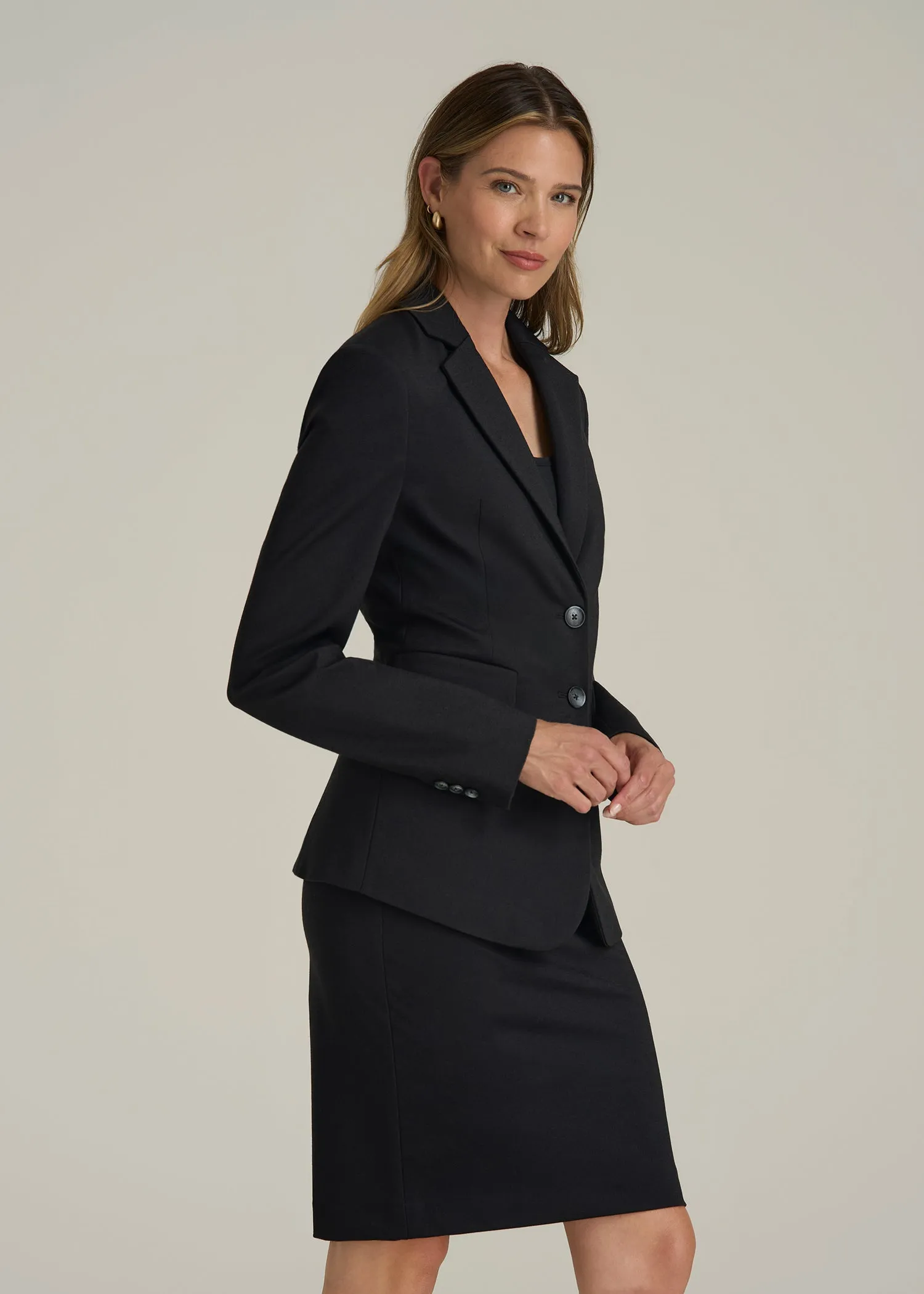Freedom Flex Two-Button Slim-Fit Blazer for Tall Women in Black sold by American Tall product image thumbnail 3